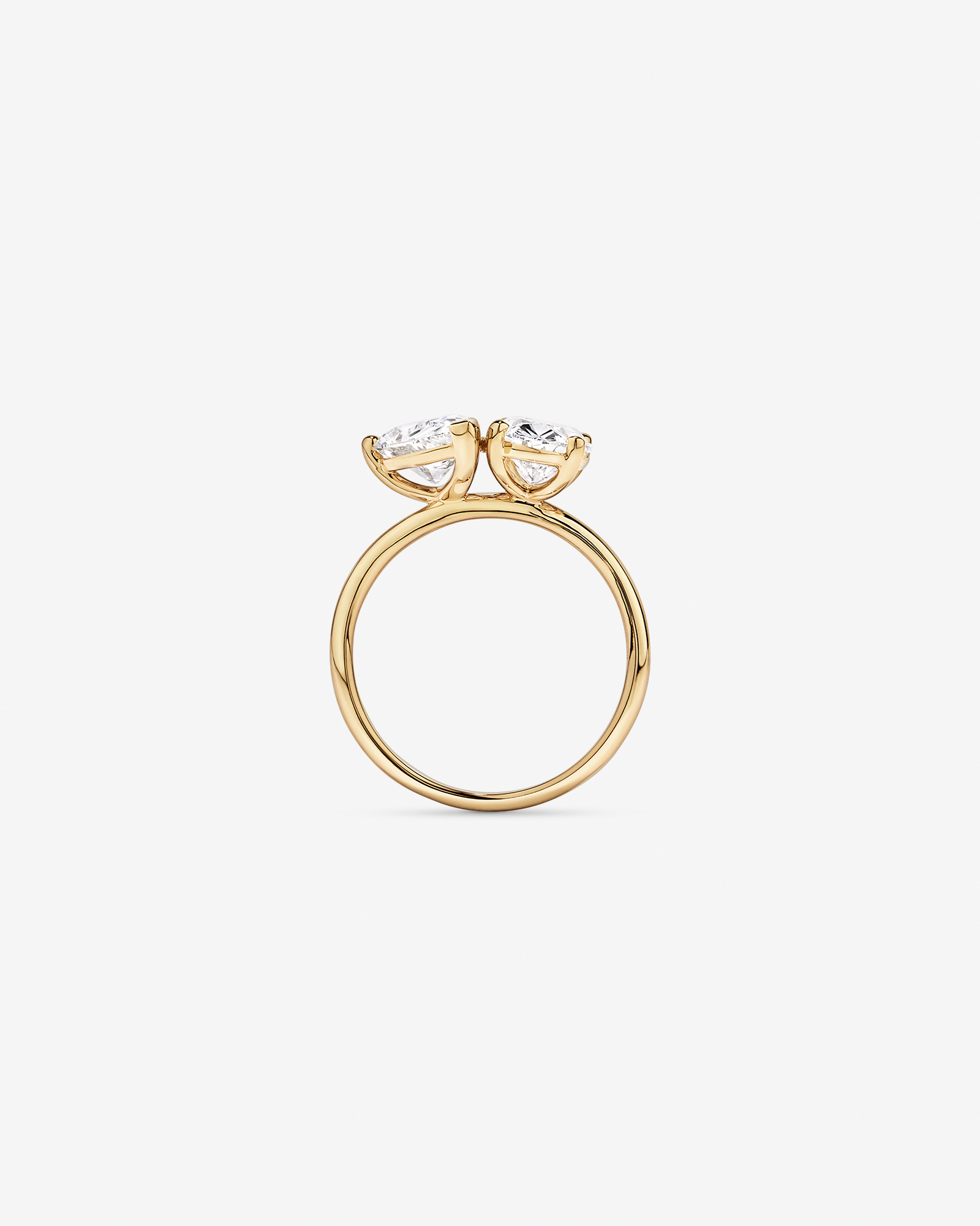 3.00TW Pear and Oval Laboratory-Grown Diamond Two Stone Engagement Ring 14kt Yellow Gold