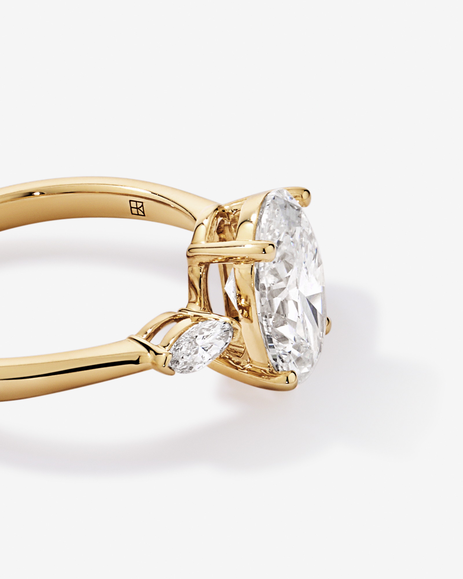 2.18 Carat TW Laboratory-Grown Diamond Oval and Marquise Three-Stone Ring 14kt Yellow Gold