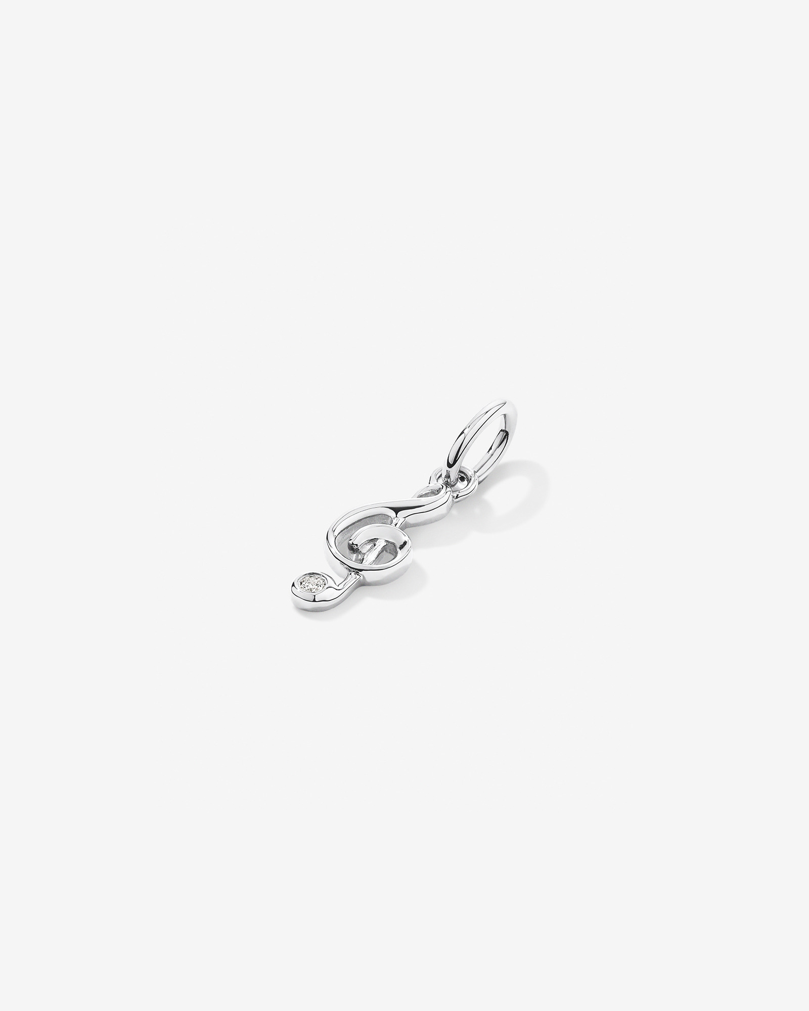 Treble Clef Pendant with Diamond Accent in Sterling Silver