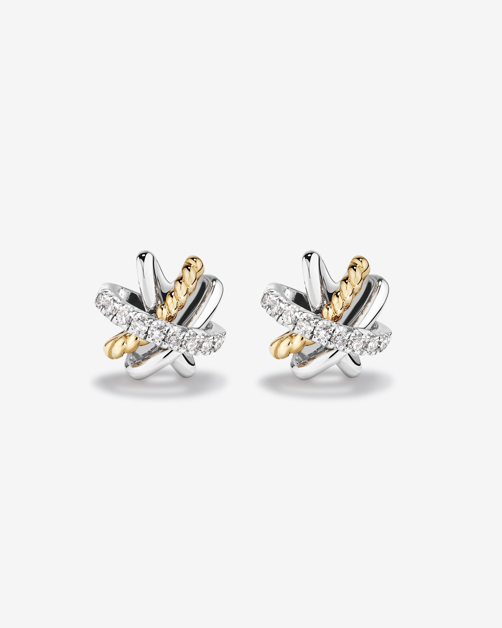 Boucles d'oreilles en argent sterling et or jaune 10 K avec diamants totalisant 0,09 ct