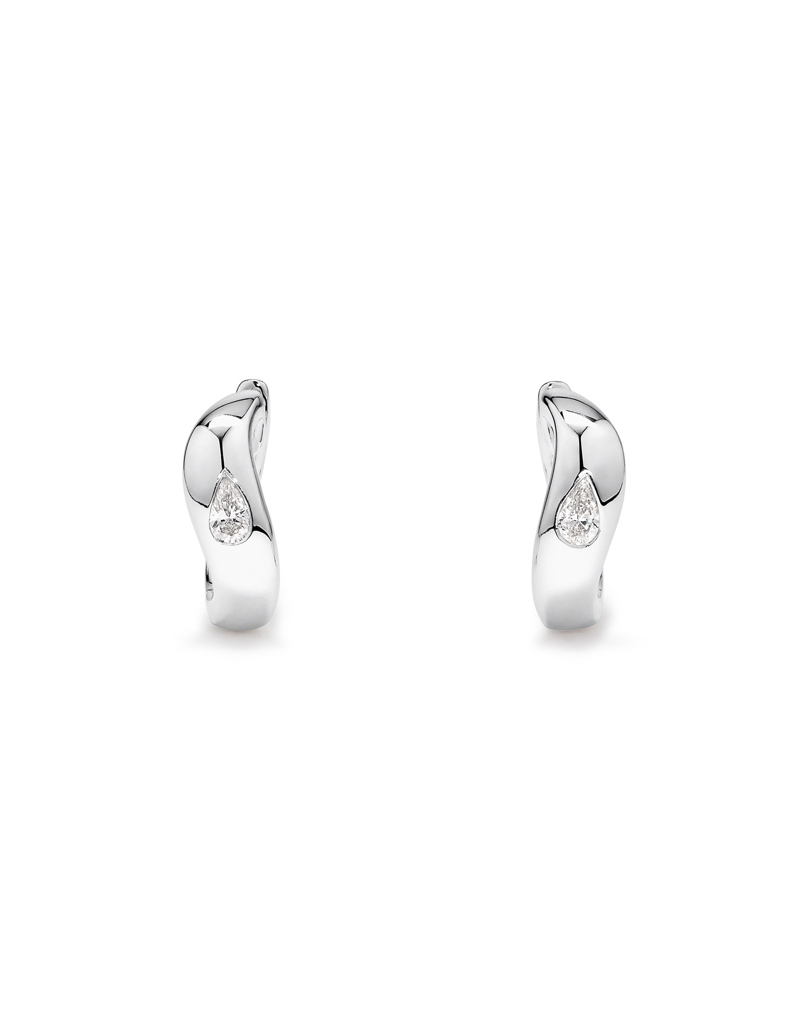 0,20 carat TW boucles d'oreilles créoles avec diamants de laboratoire taille poire en argent sterling