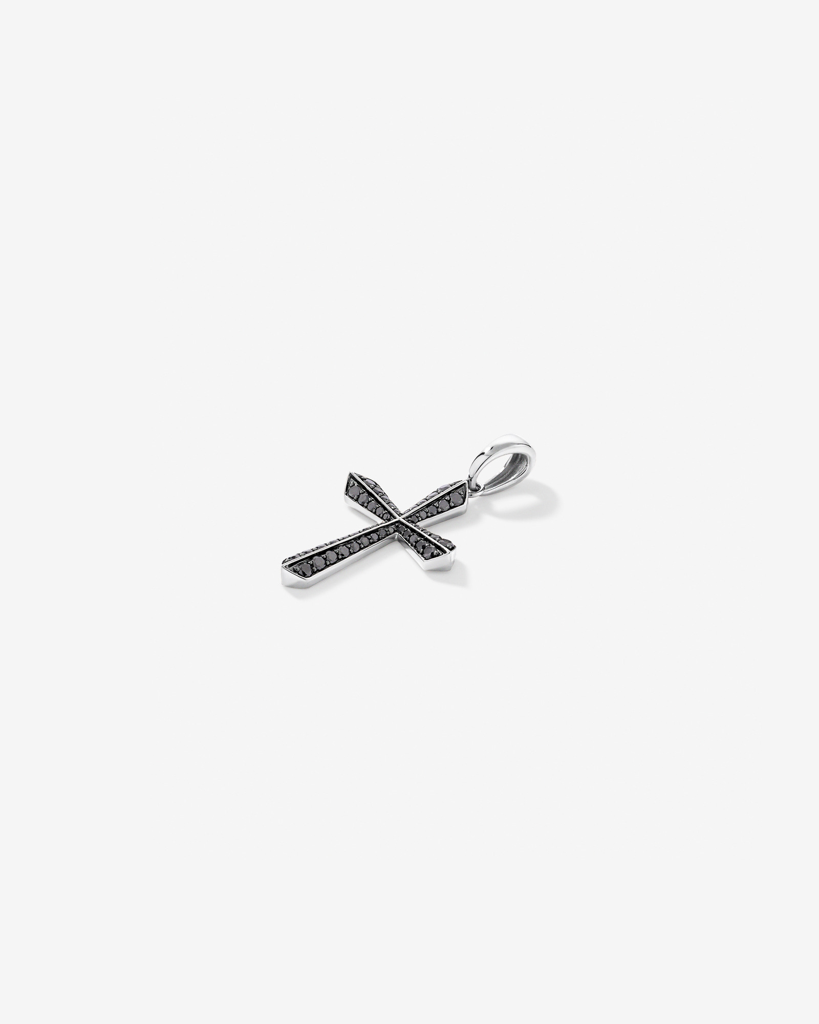 0.88 Carat TW Black Diamond Cross Pendant in 10kt White Gold