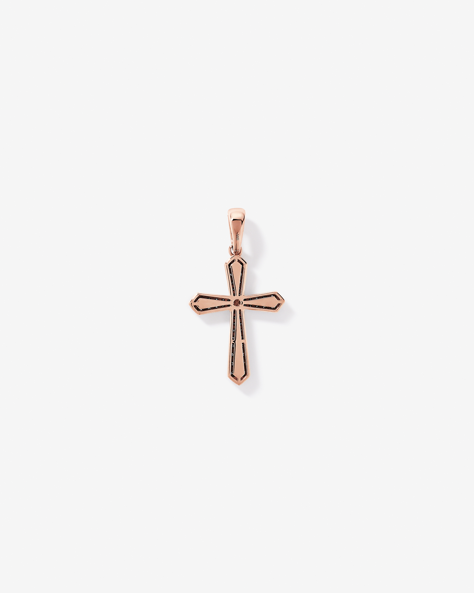 Pendentif croix en diamant noir de 0,88 carat (poids total) et or rose 10 carats