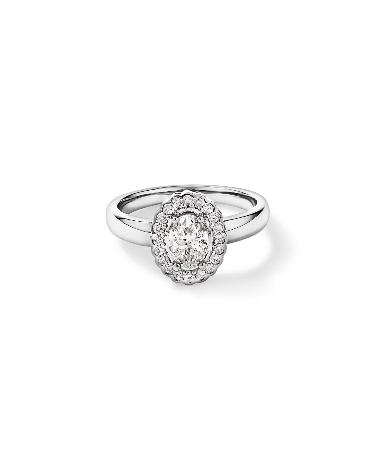 Carat TW Oval Diamond Floral Halo Ring 14kt White Gold