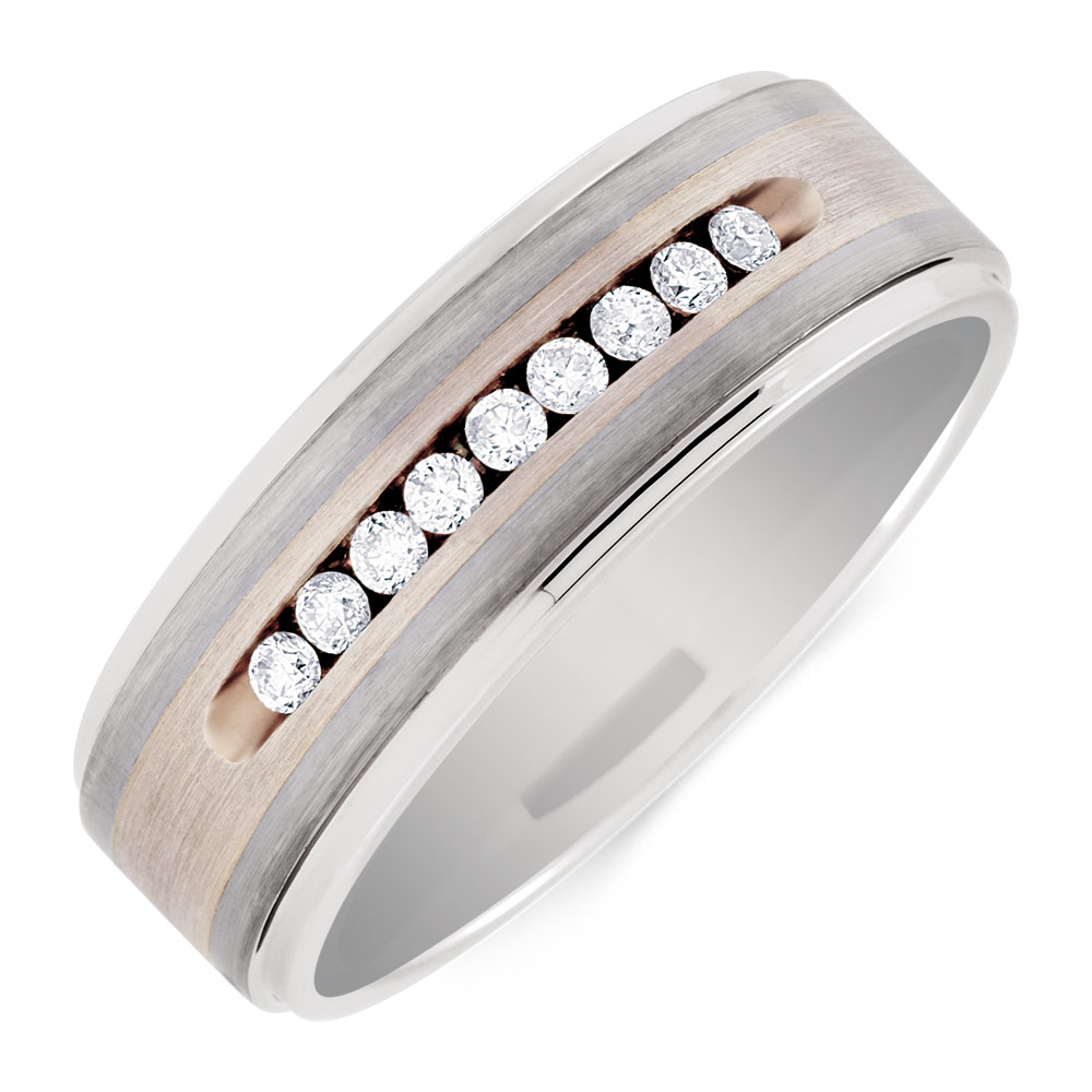 Men's Ring with 0.27 Carat TW of Diamonds in Grey Tungsten