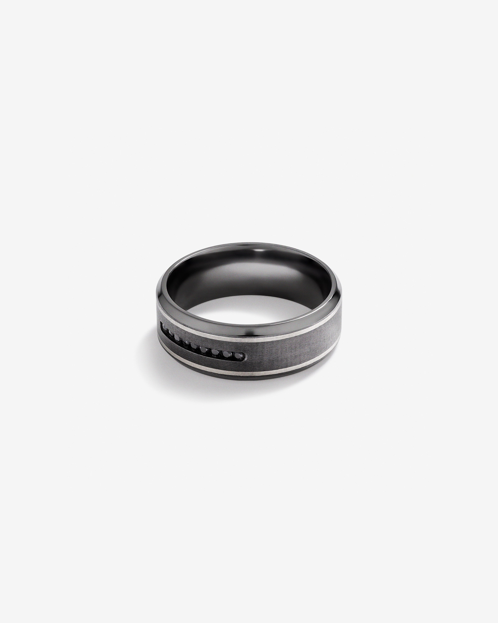 8mm Brushed Dome Wedding Band in Tantalum and 10kt White Gold