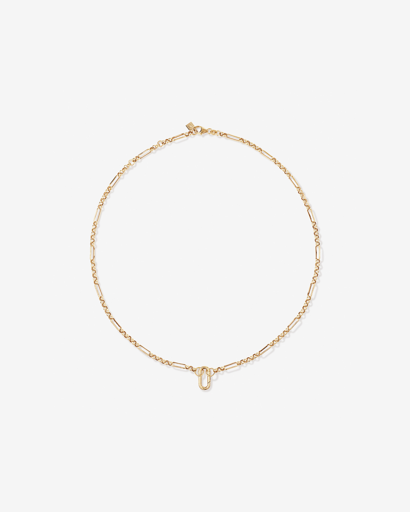 50cm (20") 7 and 1 Belcher and Paperclip Open Pendant Chain in 10kt Yellow Gold