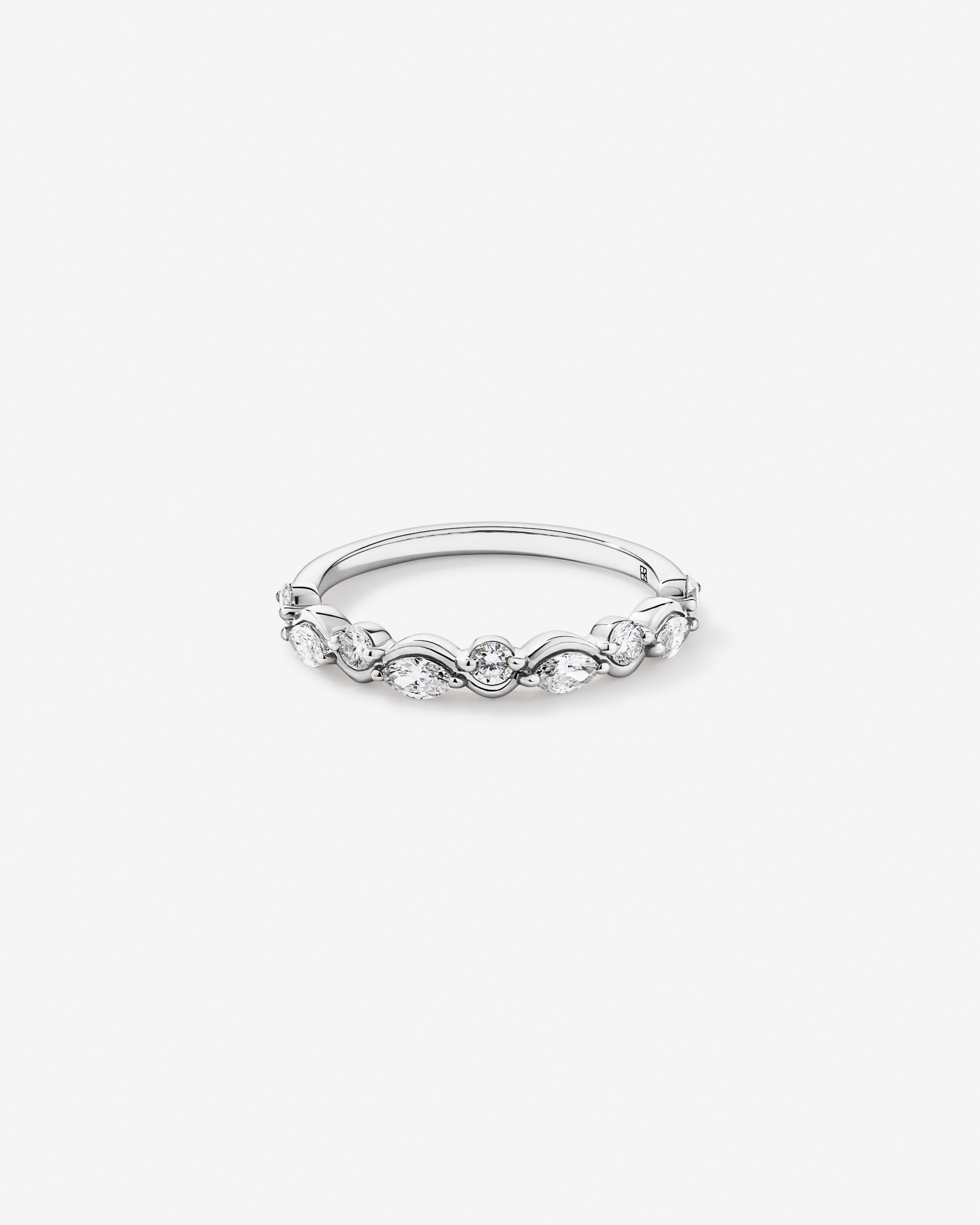 0.43TW Marquise and Round Brilliant Diamond Twist Wedding Ring 14kt Gold