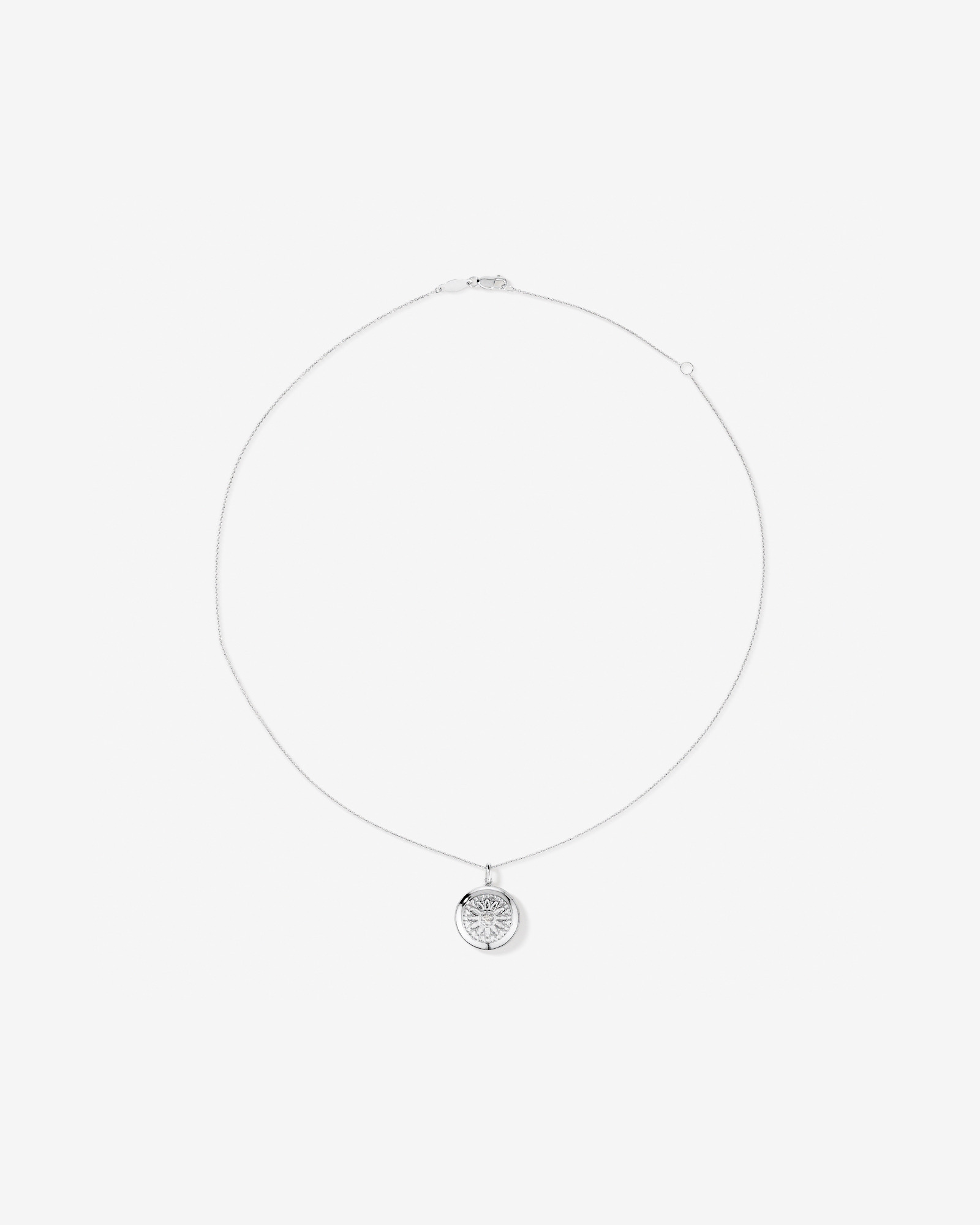 Diamond Accent Engraved Round Locket With Chain in Sterling Silver