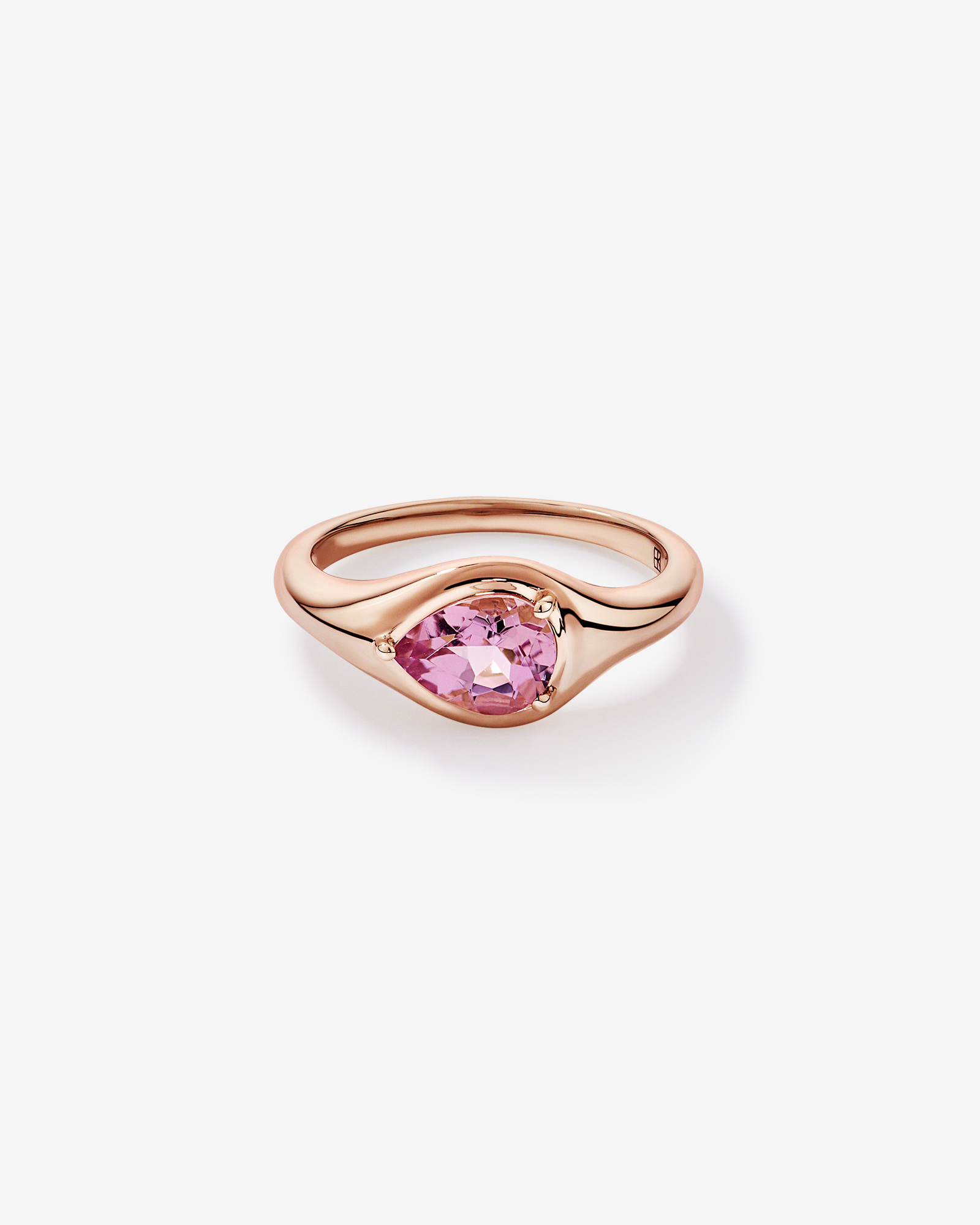 Pear Cut Blush Pink Tourmaline East-to-West Set Ring 10kt Rose Gold