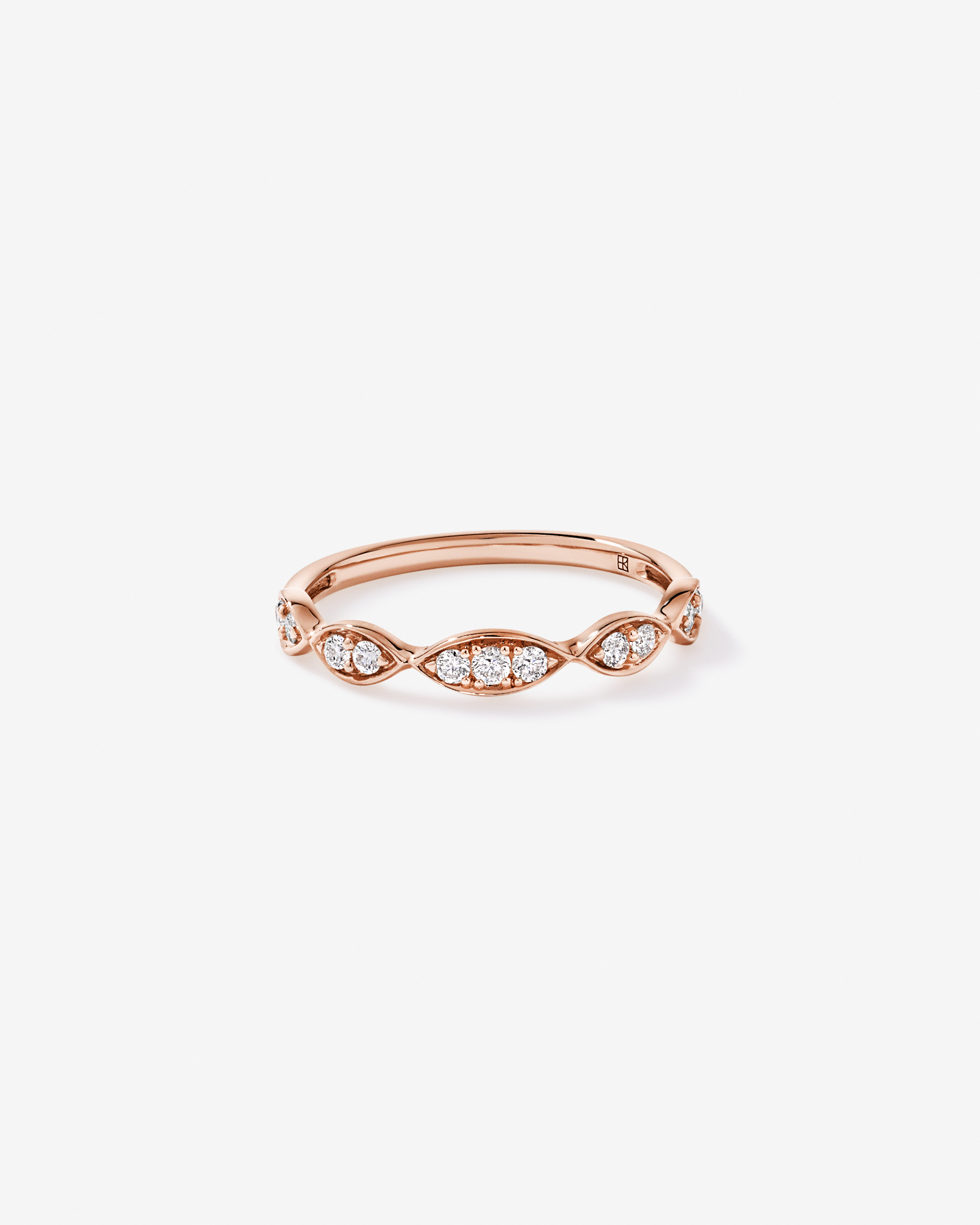 Alliance torsadée en or rose 14 carats avec diamants (poids total de 0,20 carat)