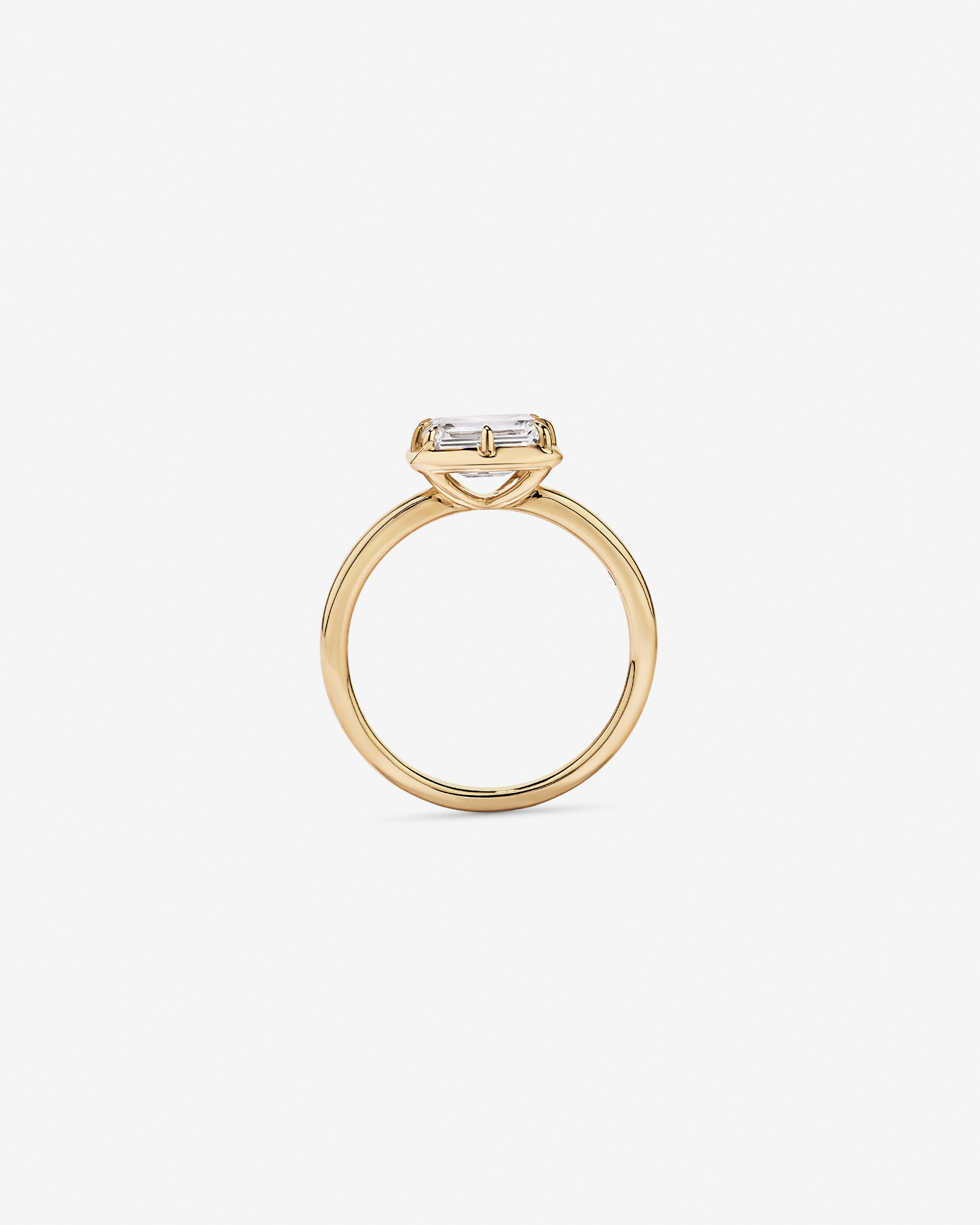 1.50TW Emerald Cut Laboratory-Grown Diamond Solitaire Ring in 14kt Yellow Gold