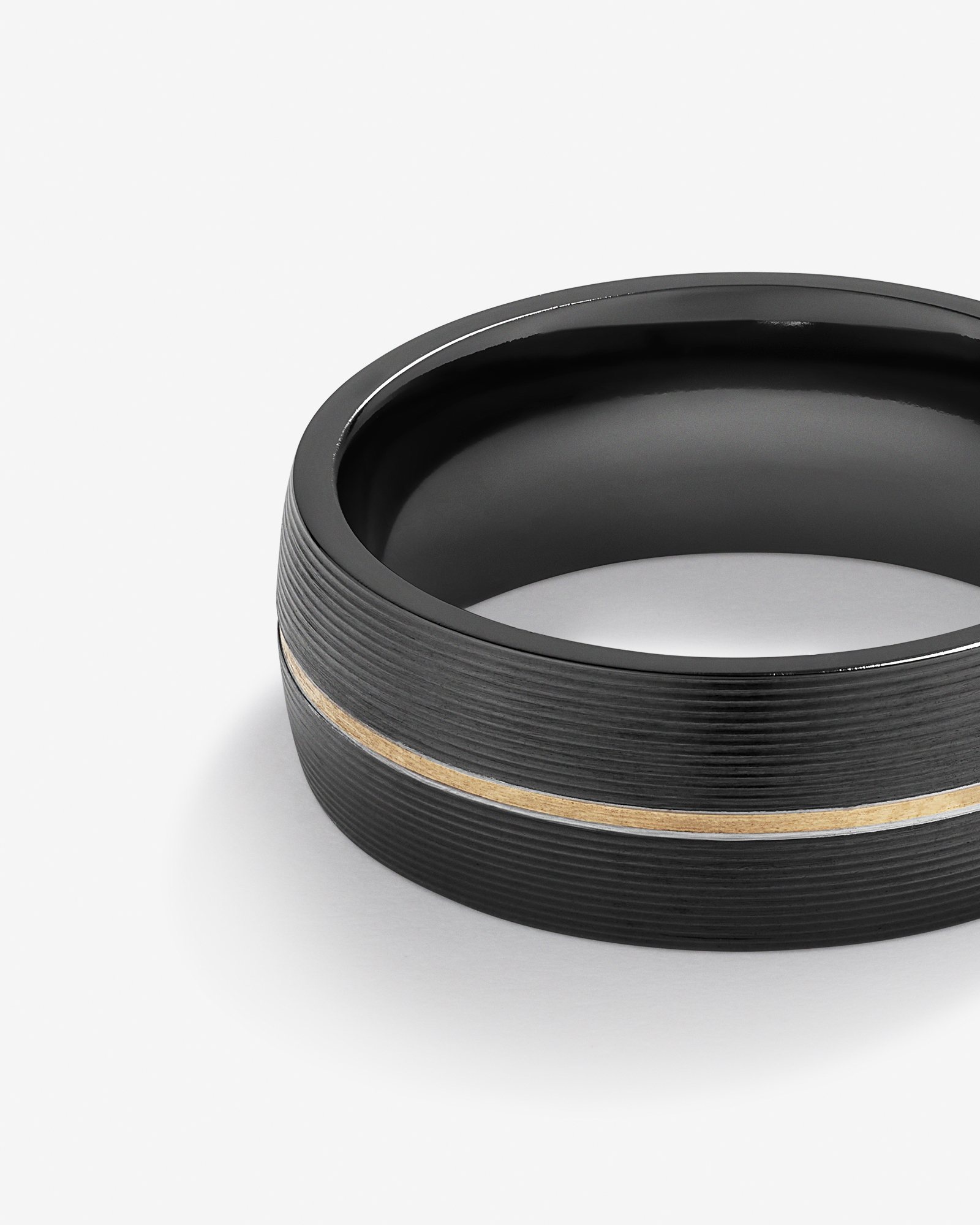 Ring in Black Titanium with Fine 10kt Yellow Gold Inlay