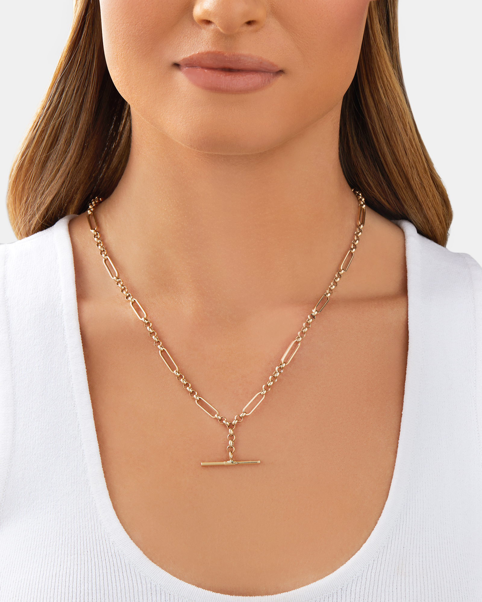 50cm Hollow Belcher Fob Necklace in 10kt Yellow Gold