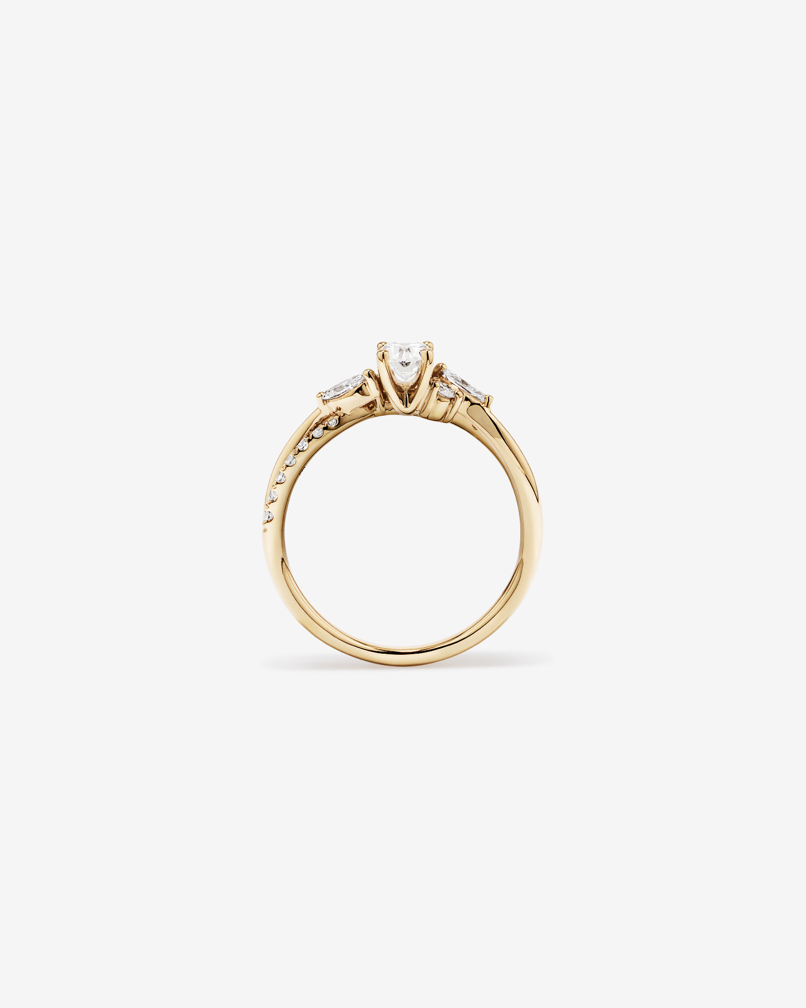 0.83 Carat TW Oval and Marquise Twist Engagement Ring in 14kt Yellow Gold