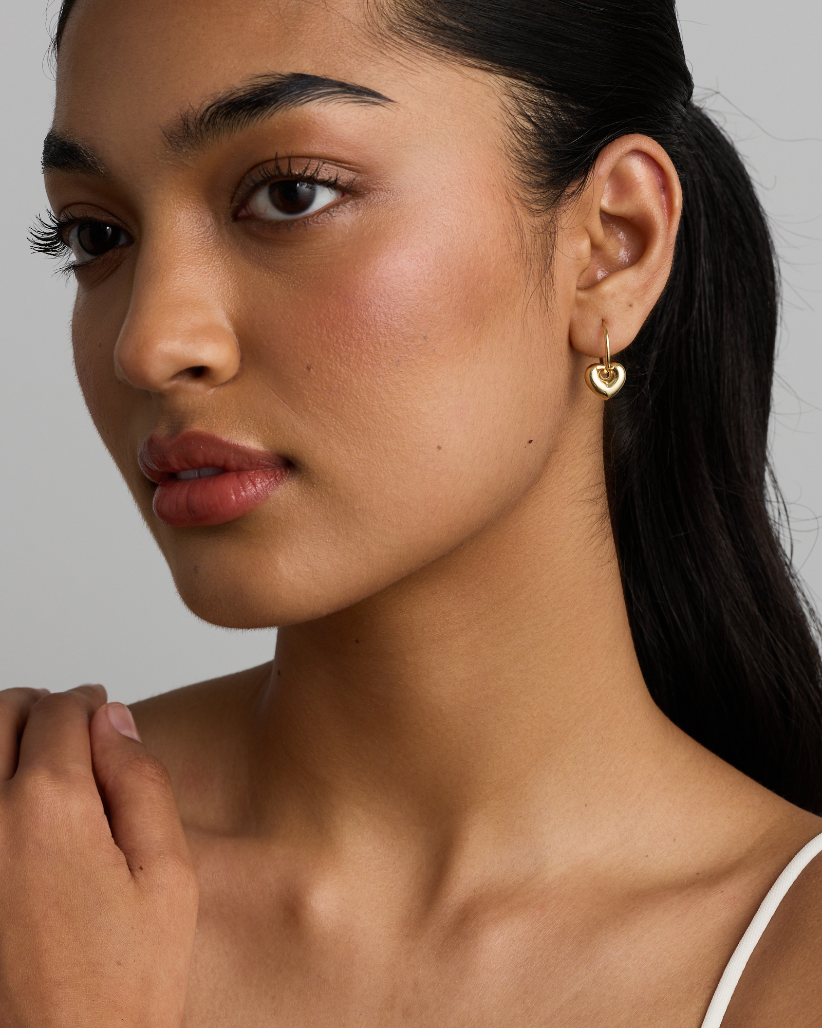 Heart Drop Hoop Earrings in 10kt Yellow Gold