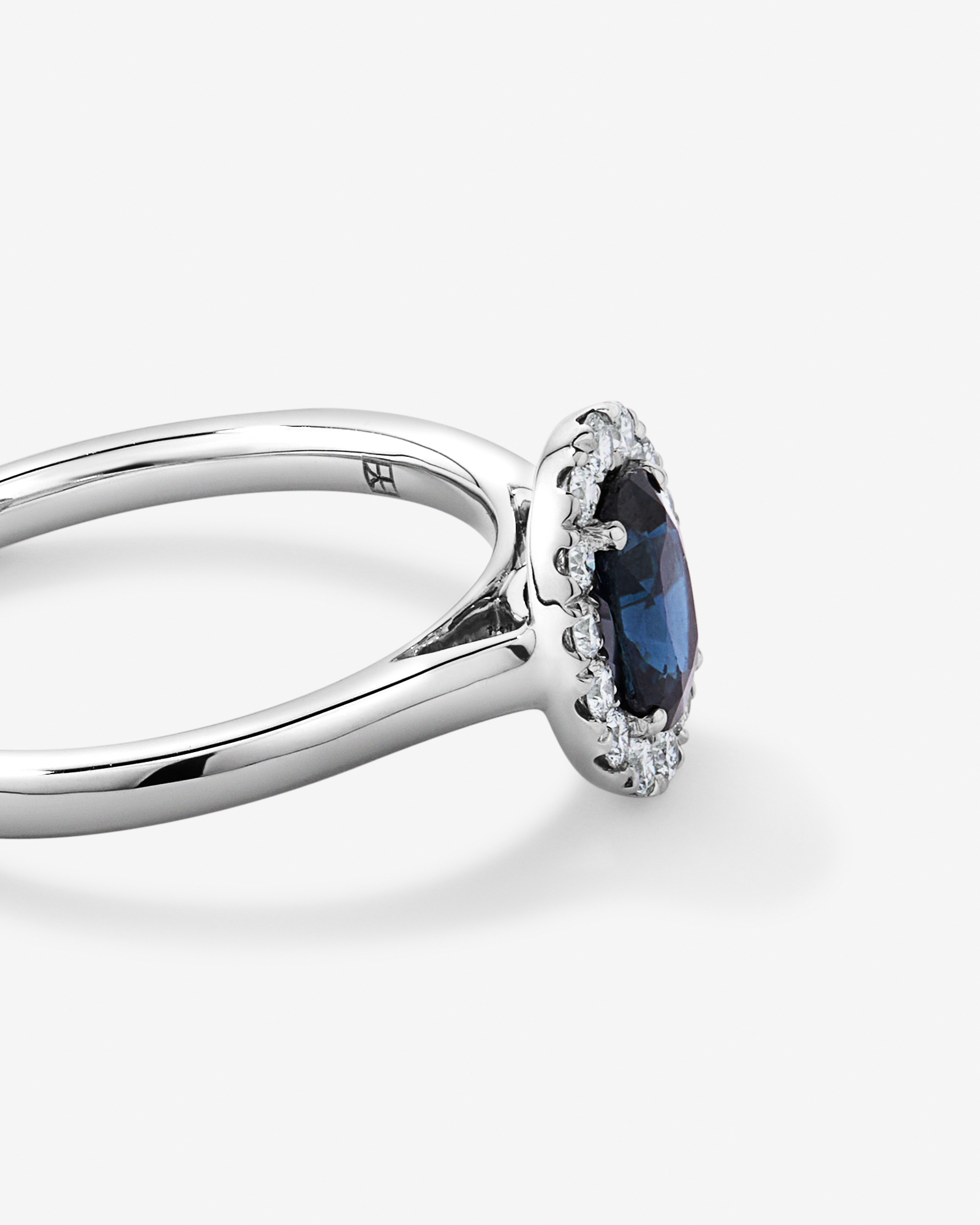 0.25 Carat TW Oval Sapphire and Diamond Ring in Recycled Platinum