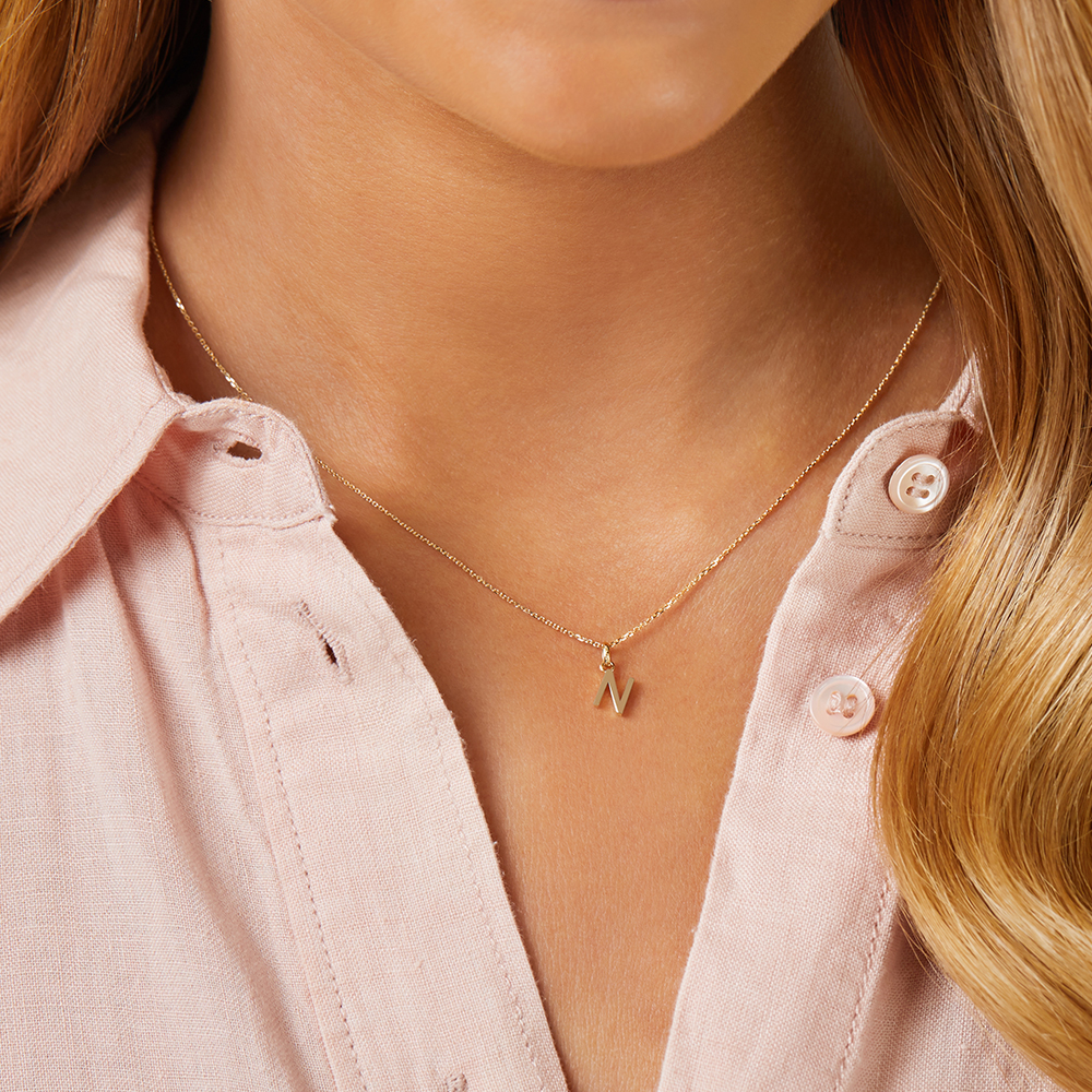 Collier à pendentif « N » en or jaune 10 K