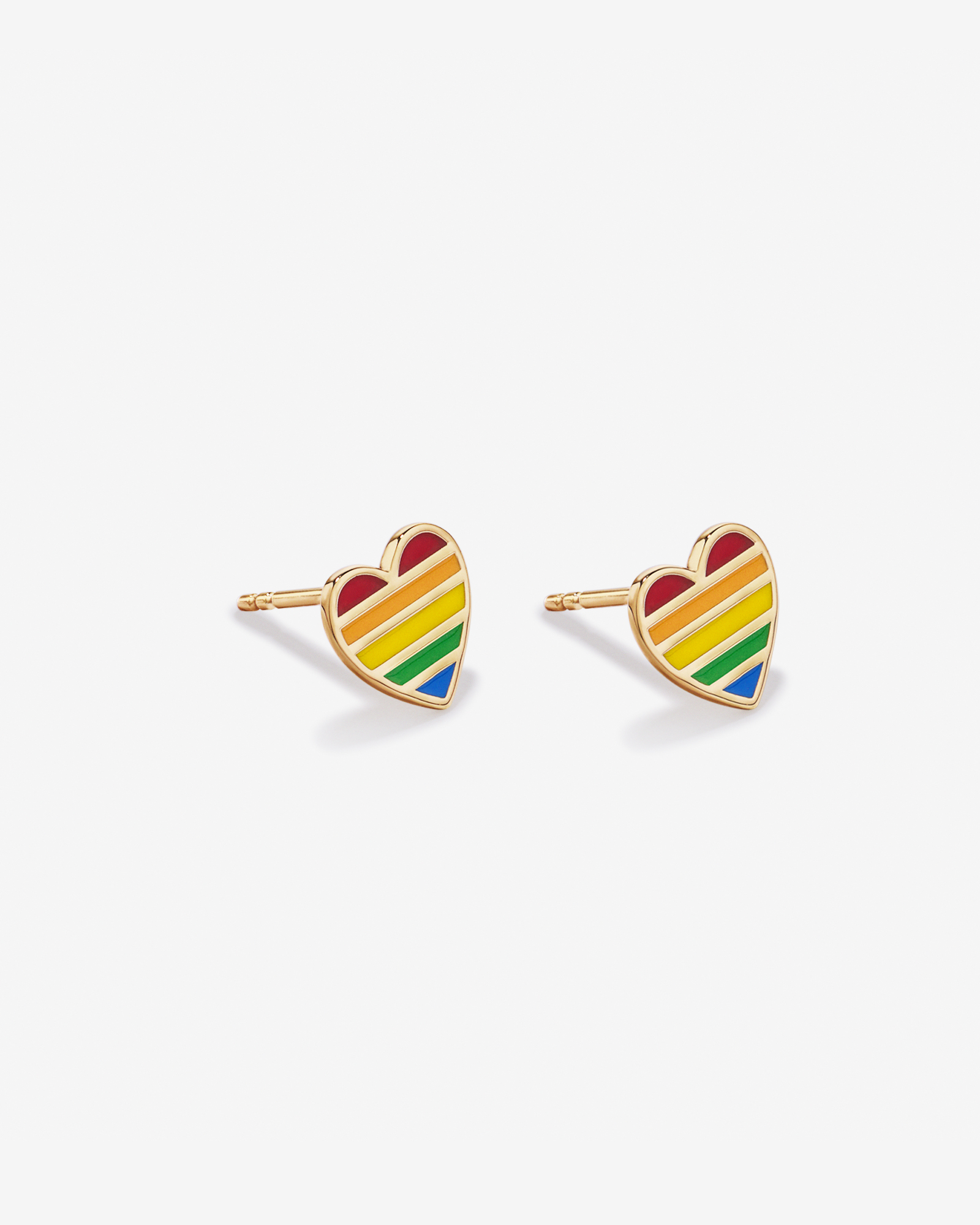 Heart Stud Earrings in 18Kt Vermeil with Enamel