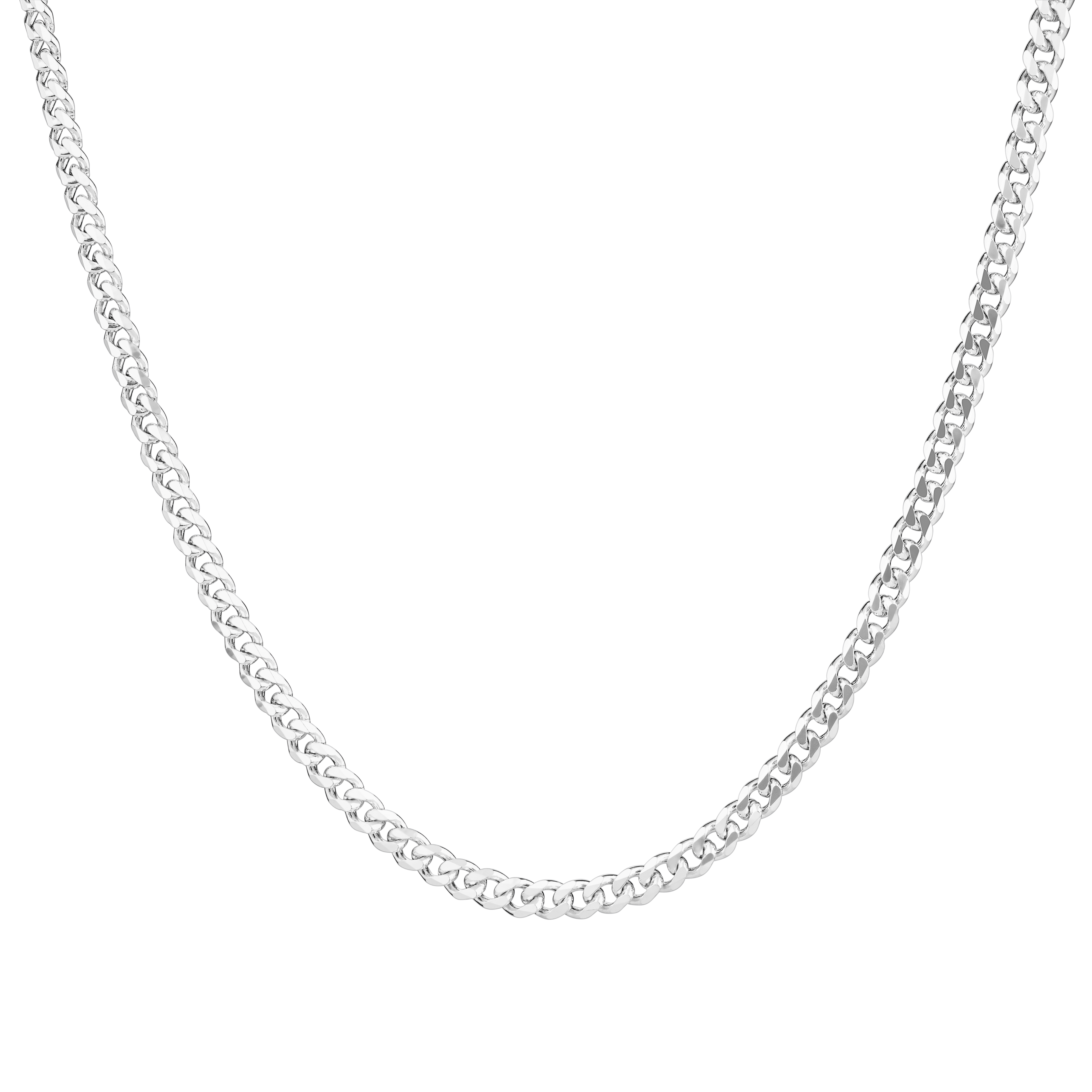 Chaîne à maillons gourmette en argent sterling de 50 cm, largeur 4 mm à 4,5 mm