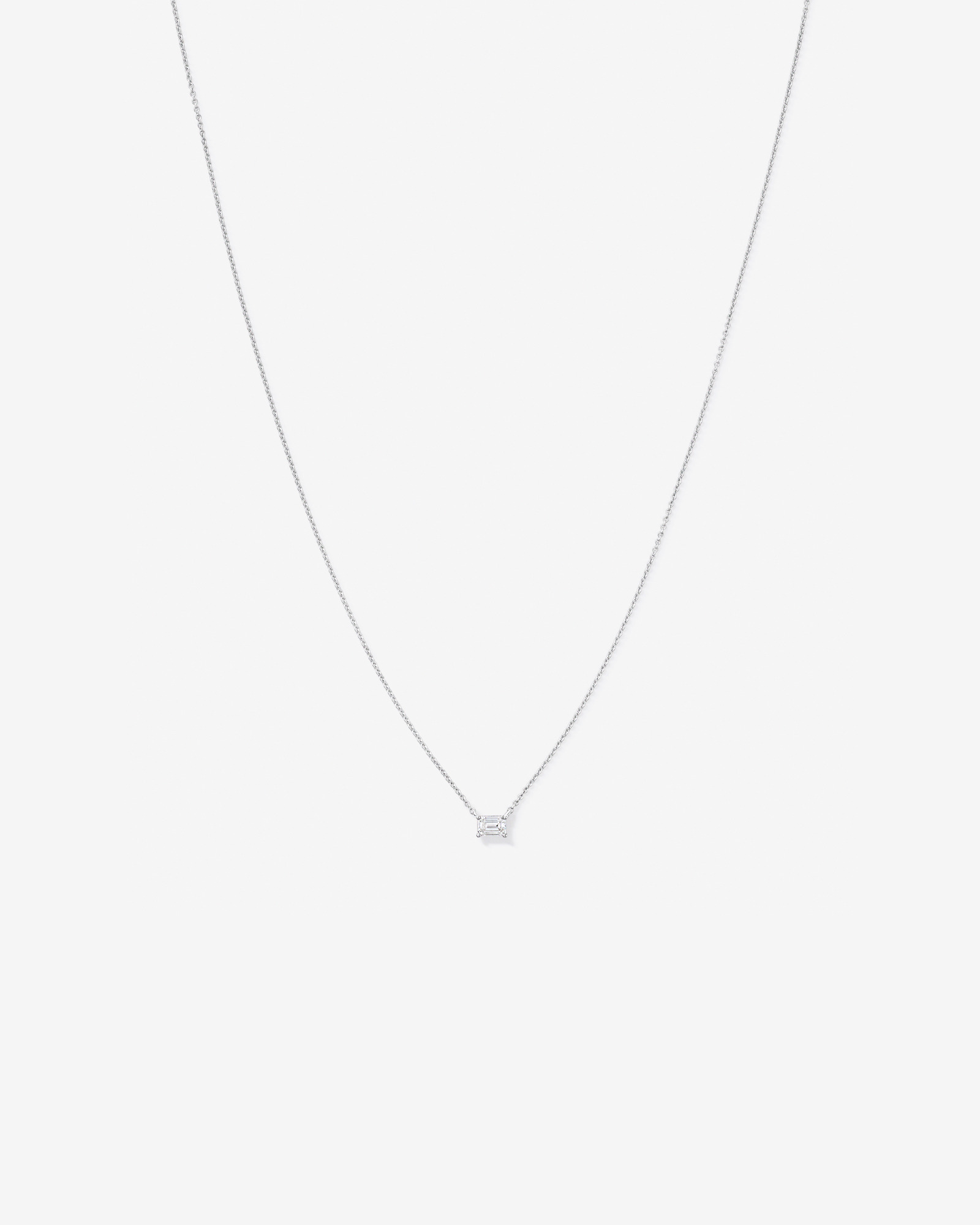 0.50TW Lab Diamond Solitaire Emerald Cut Necklace in Silver