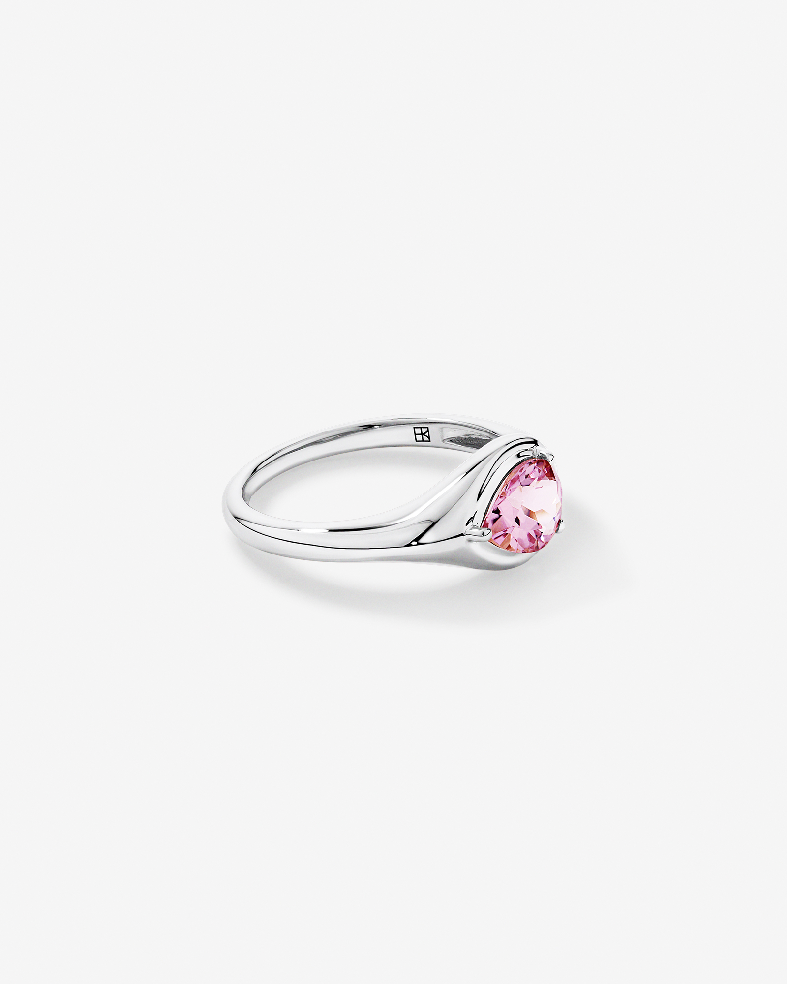 Pear Cut Blush Pink Tourmaline East-to-West Set Ring 10kt White Gold