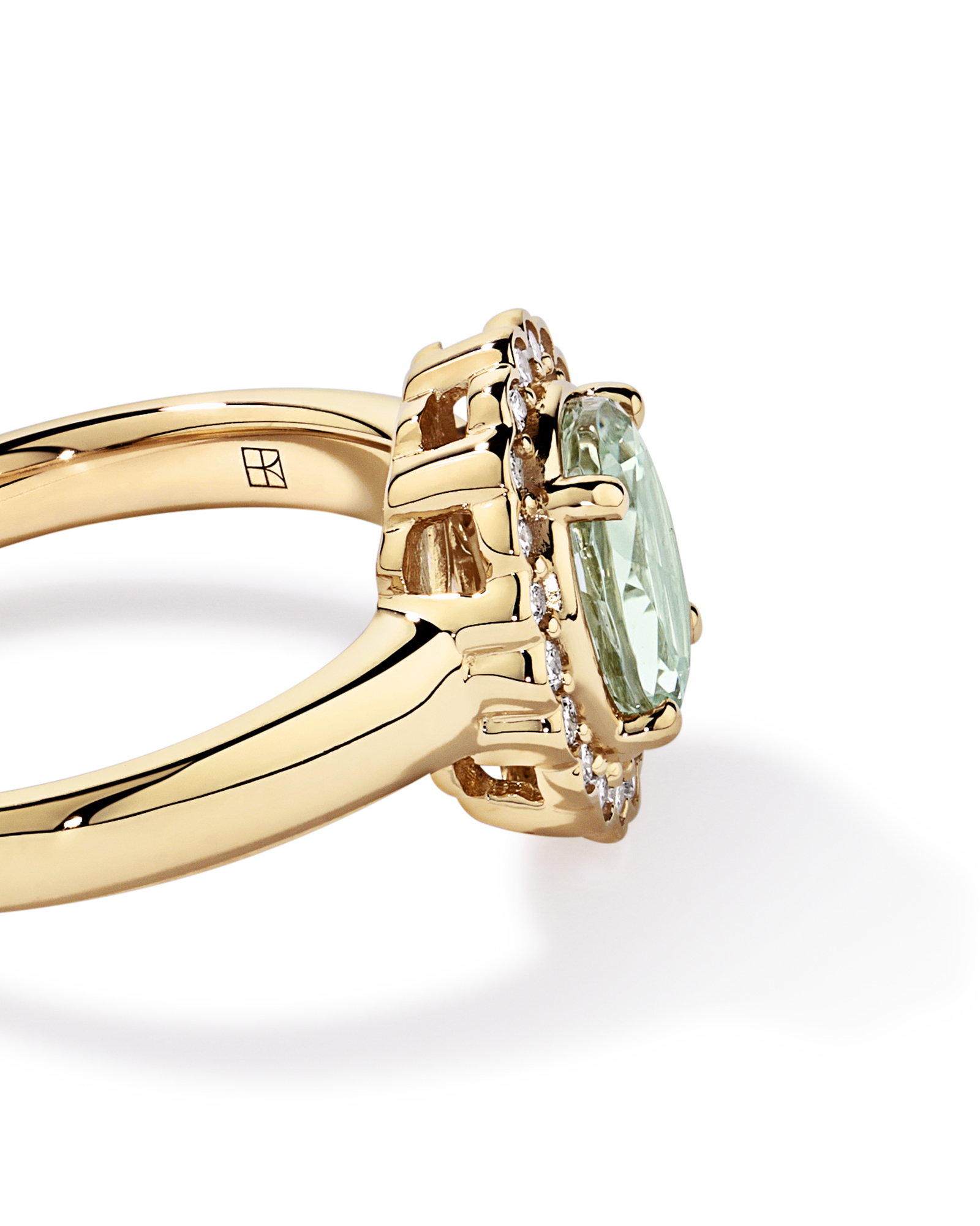 Améthyste verte & 0,20TW de bague Halo en diamant or jaune 10 carats
