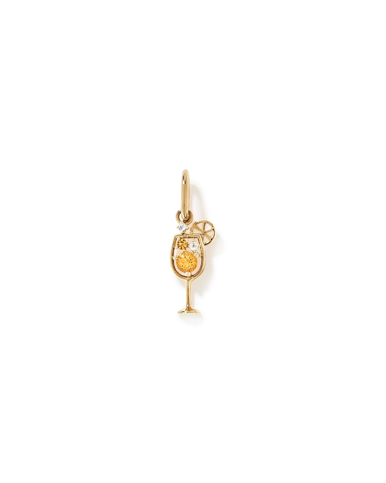 Pendentif cocktail Aperol Spritz en citrine et topaze blanche en Vermeil or 18 carats