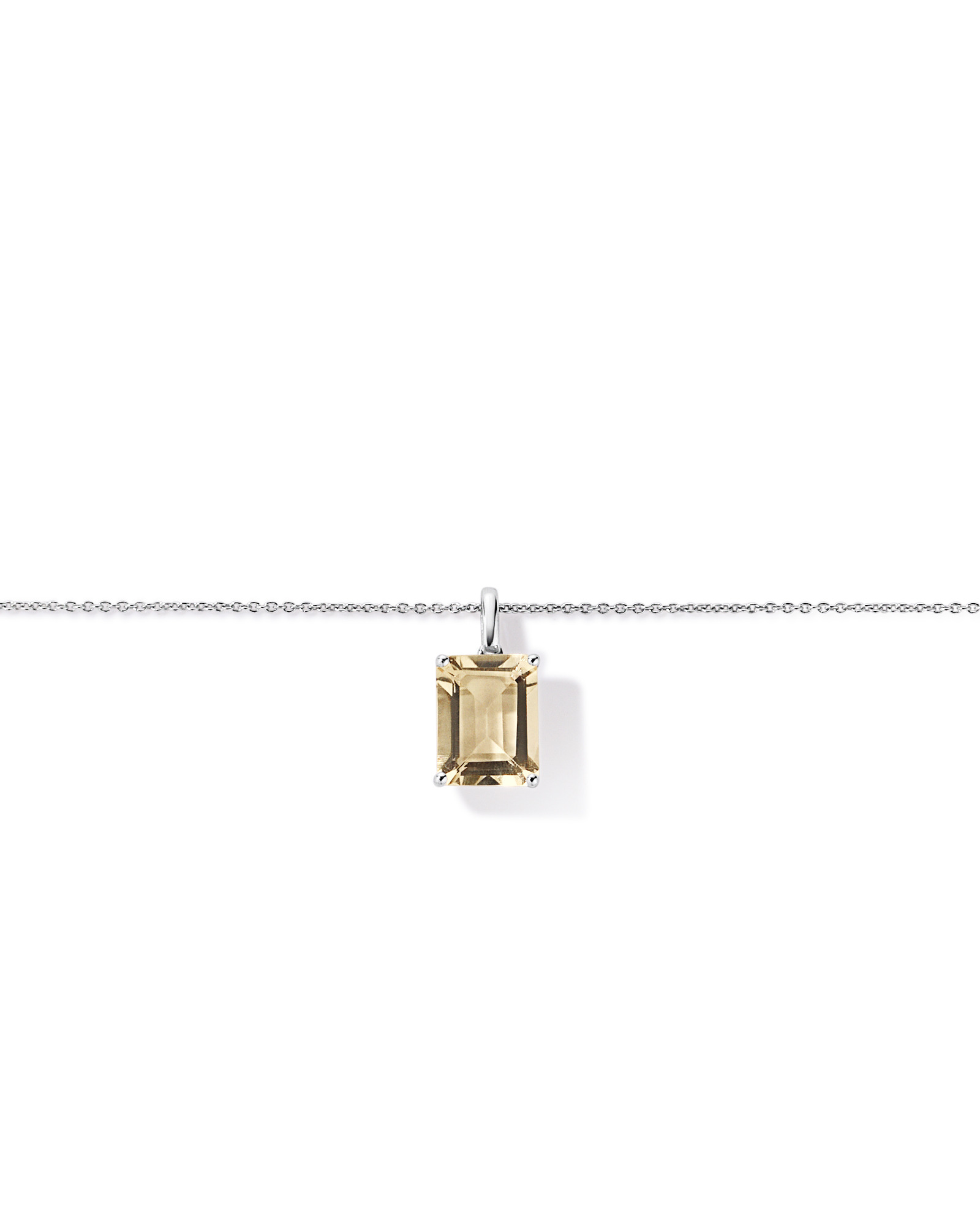 Emerald Cut Soft Champagne Citrine Pendant with Chain in Sterling Silver