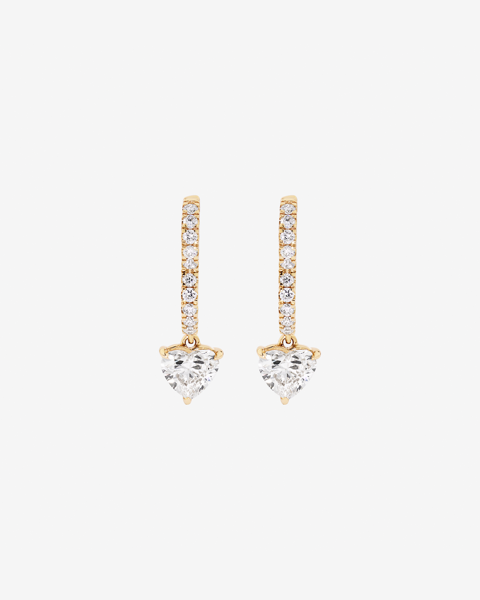 1.19 Carat Laboratory-Grown Diamond Heart Drop Earrings  in 10kt Yellow Gold