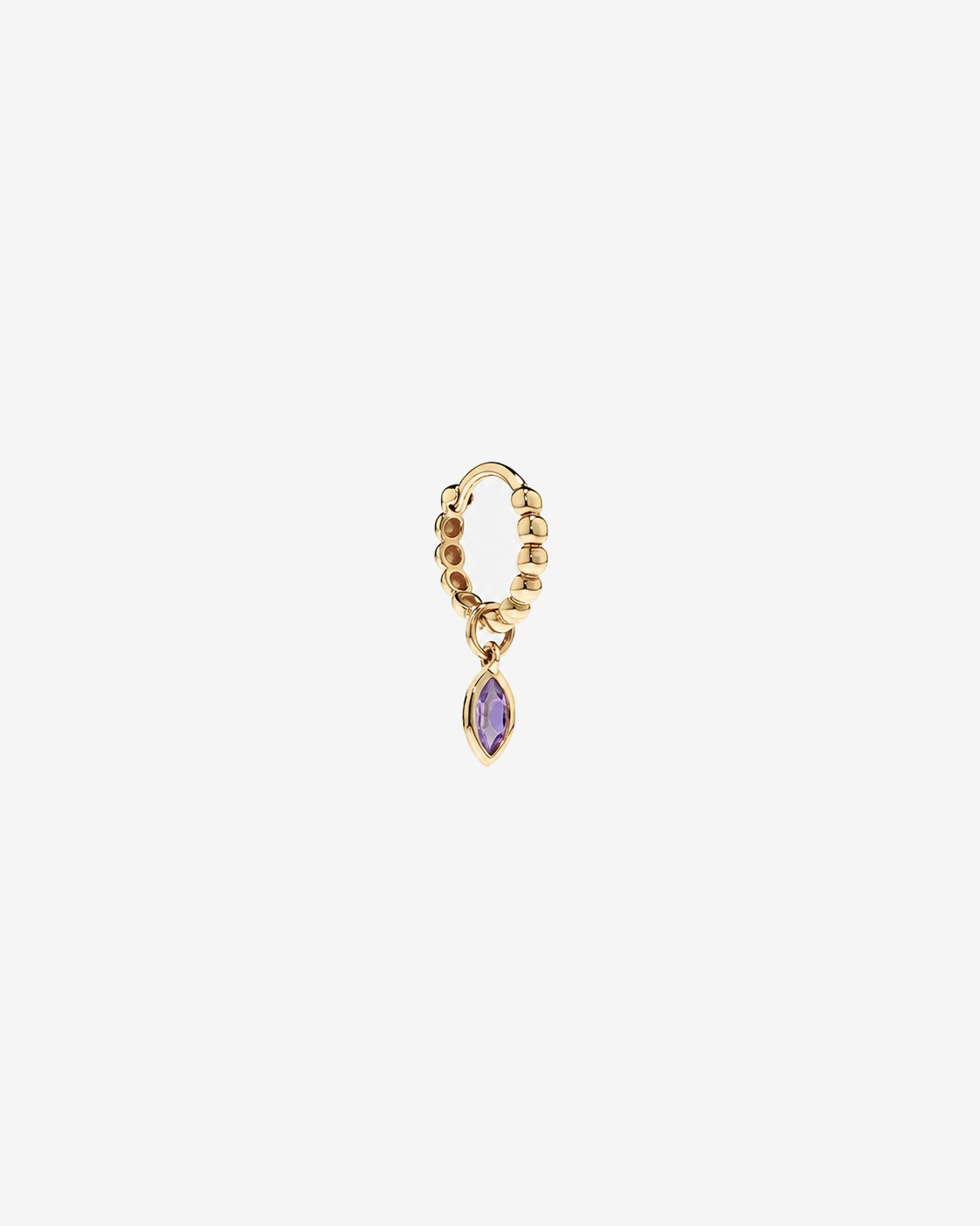 Amethyst Single Earring Charm in 10kt Yellow Gold