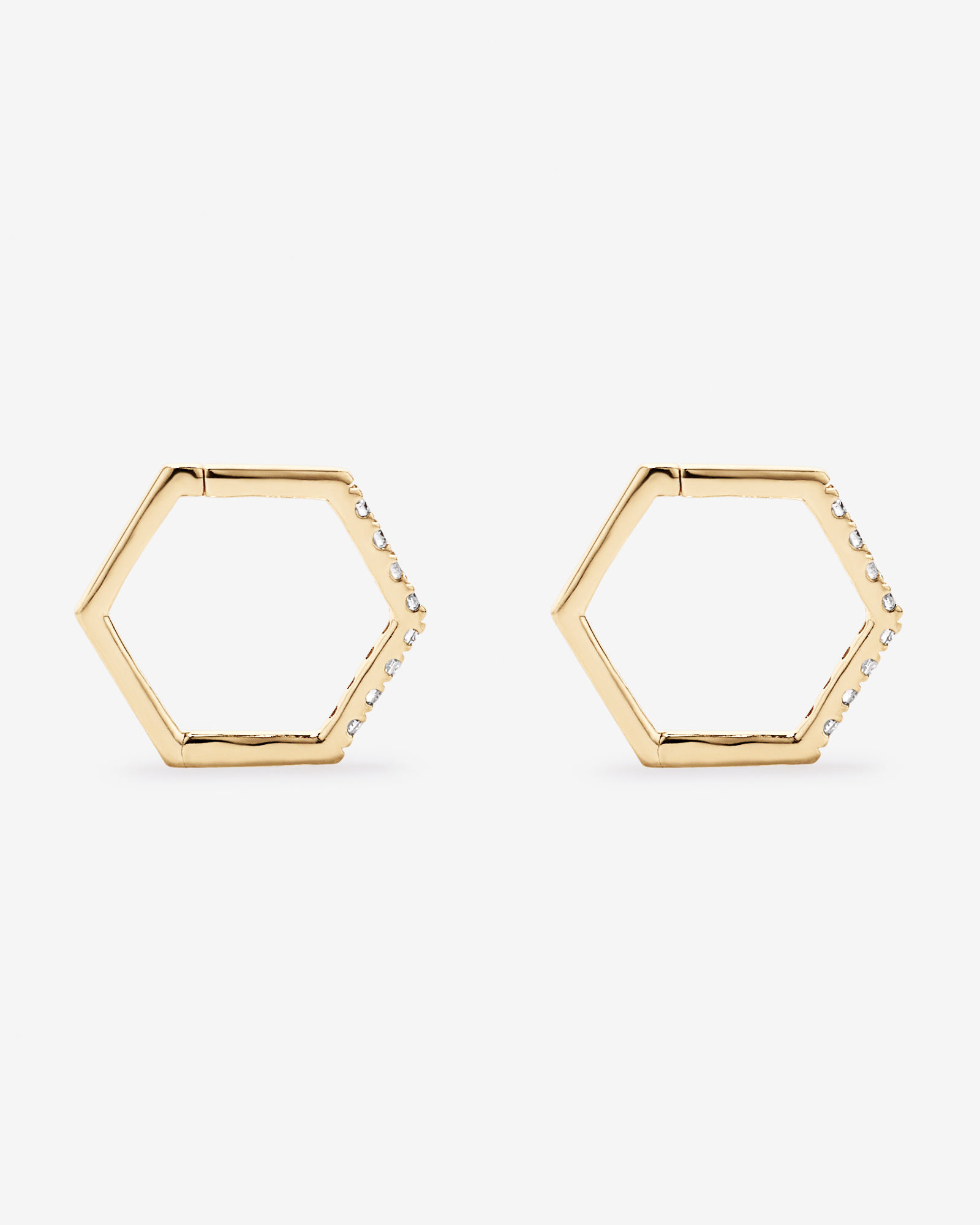 Diamond Angled Hoop Earrings in 10kt Gold