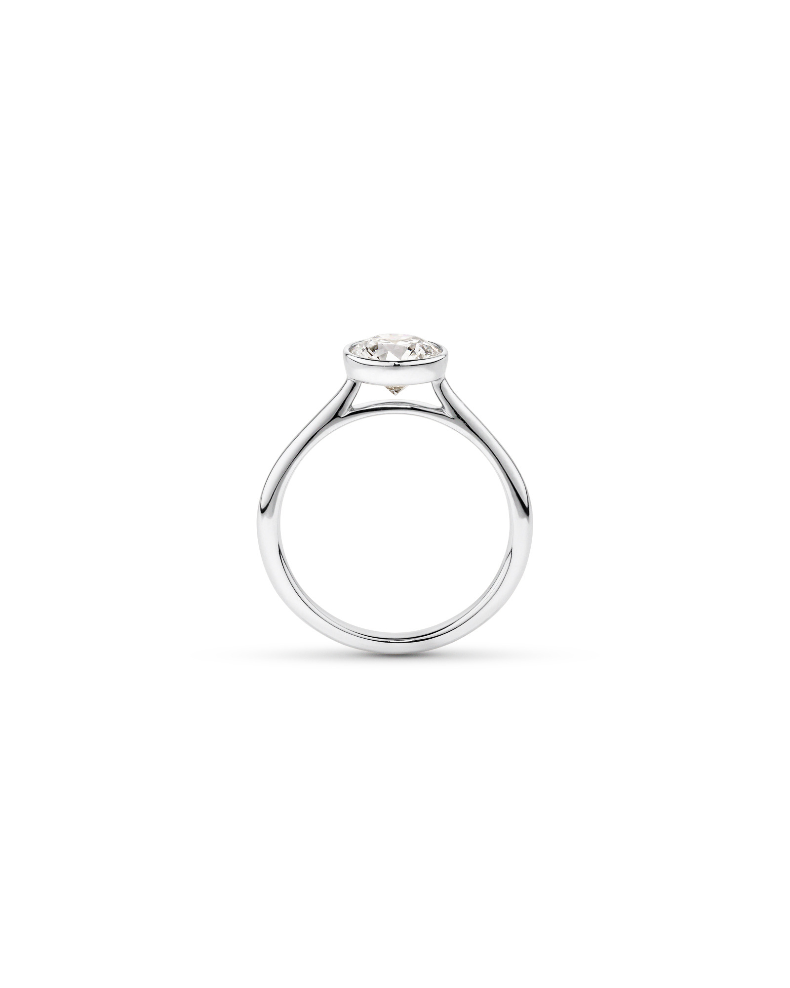 Bague de fiançailles ronde TW de 1,25 carat en or blanc blanc 14 carats