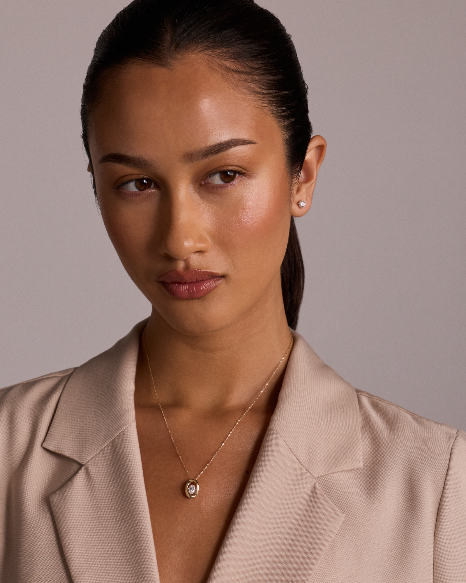 Lume Lab Oval Pendant with 0.50 Carat TW of Laboratory-Grown Diamond in 10kt White Gold