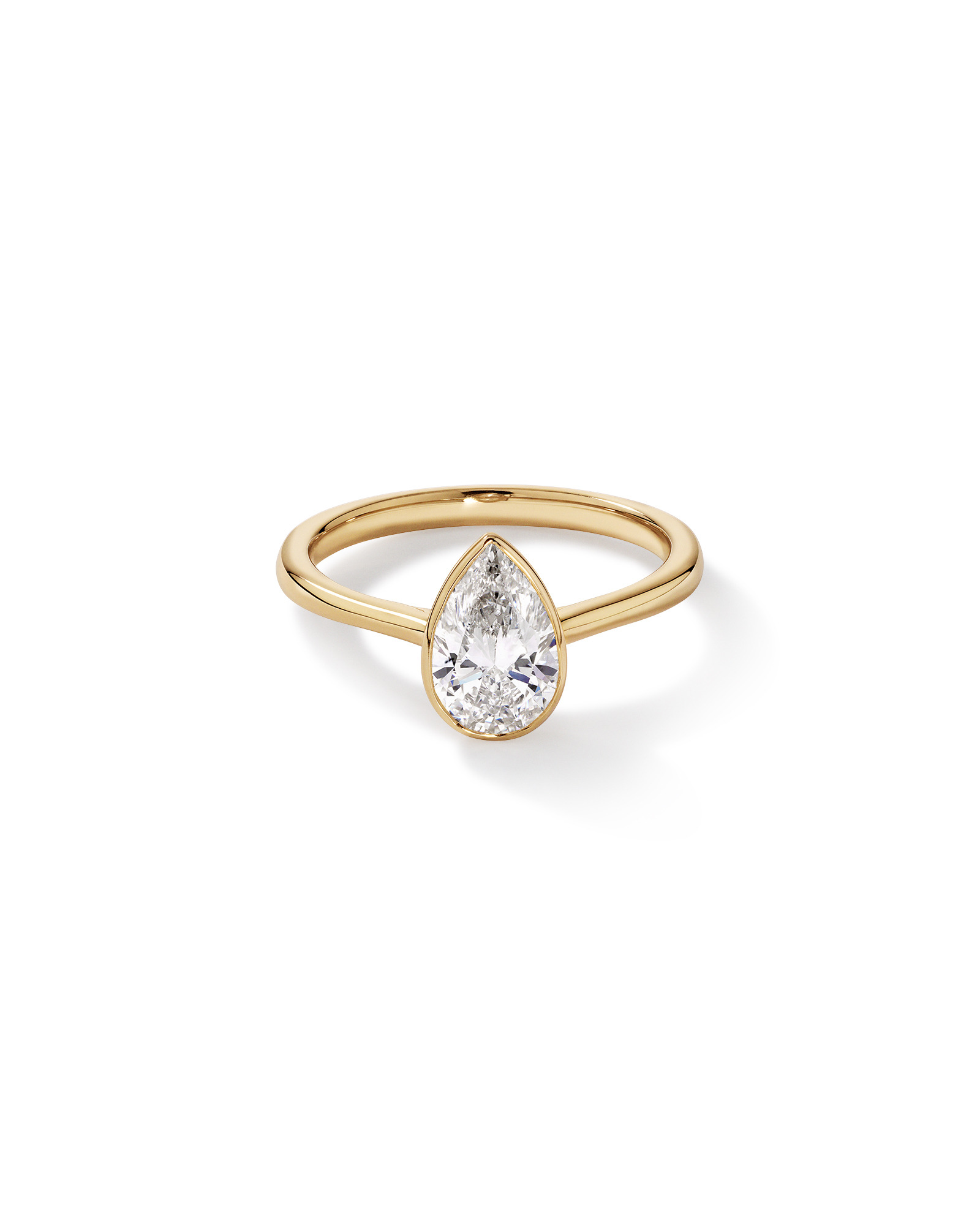 1.25 Carat TW Pear Cut Laboratory-Grown Diamond Solitaire Bezel Set Engagement Ring 14kt Yellow Gold