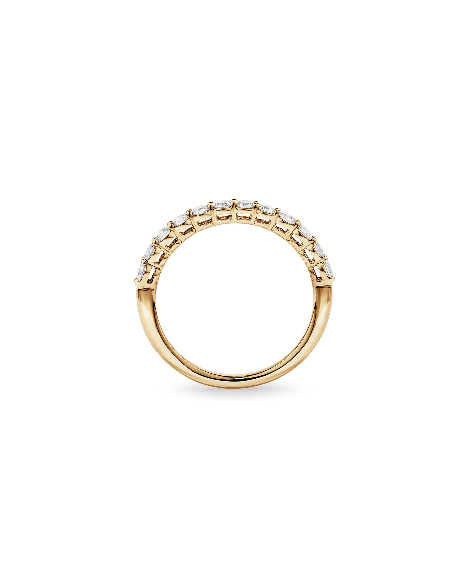 Alliance ronde en diamant brillant cultivé en laboratoire TW de 0,60 carat en or jaune 14 carats