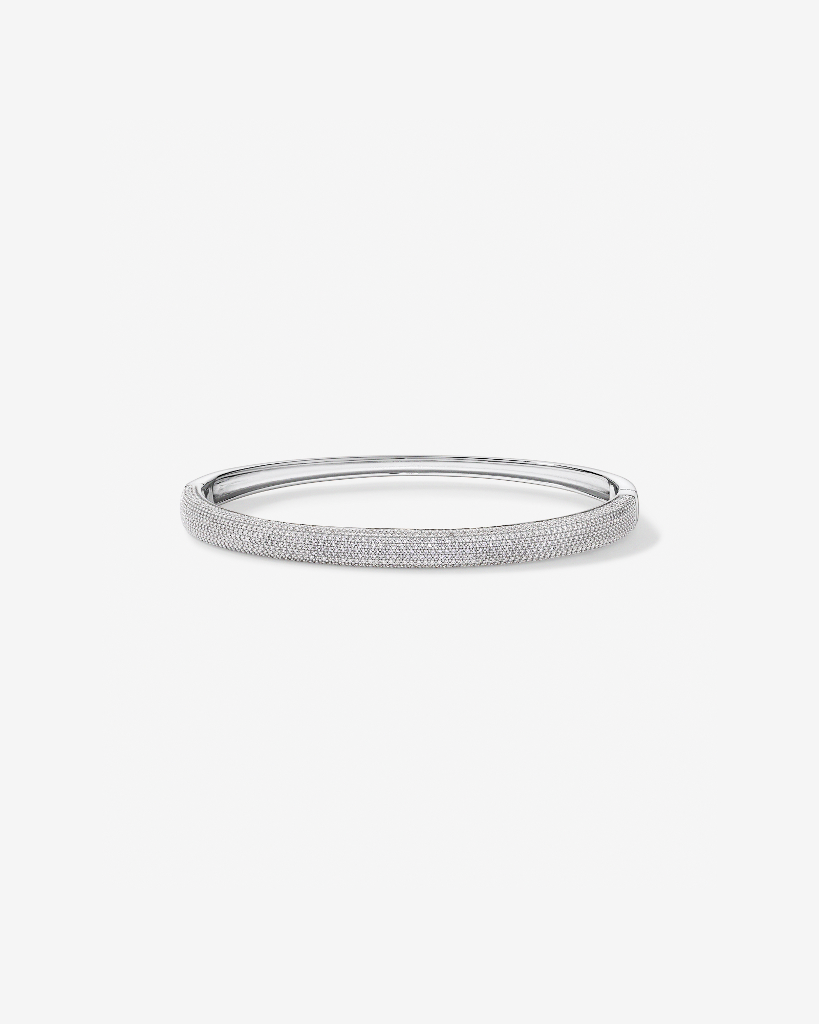 Pavé Hinged Bangle in Sterling Silver - Medium