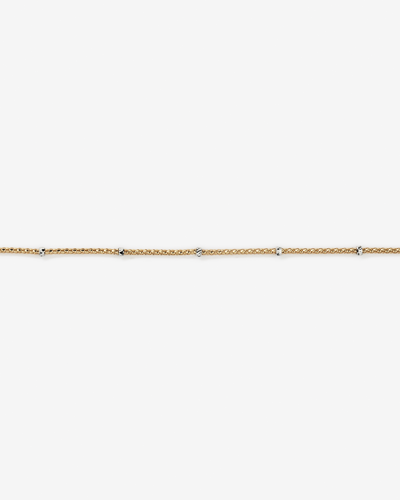 50cm (20") Two-tone Popcorn Mesh Station Necklace in 10kt Gold