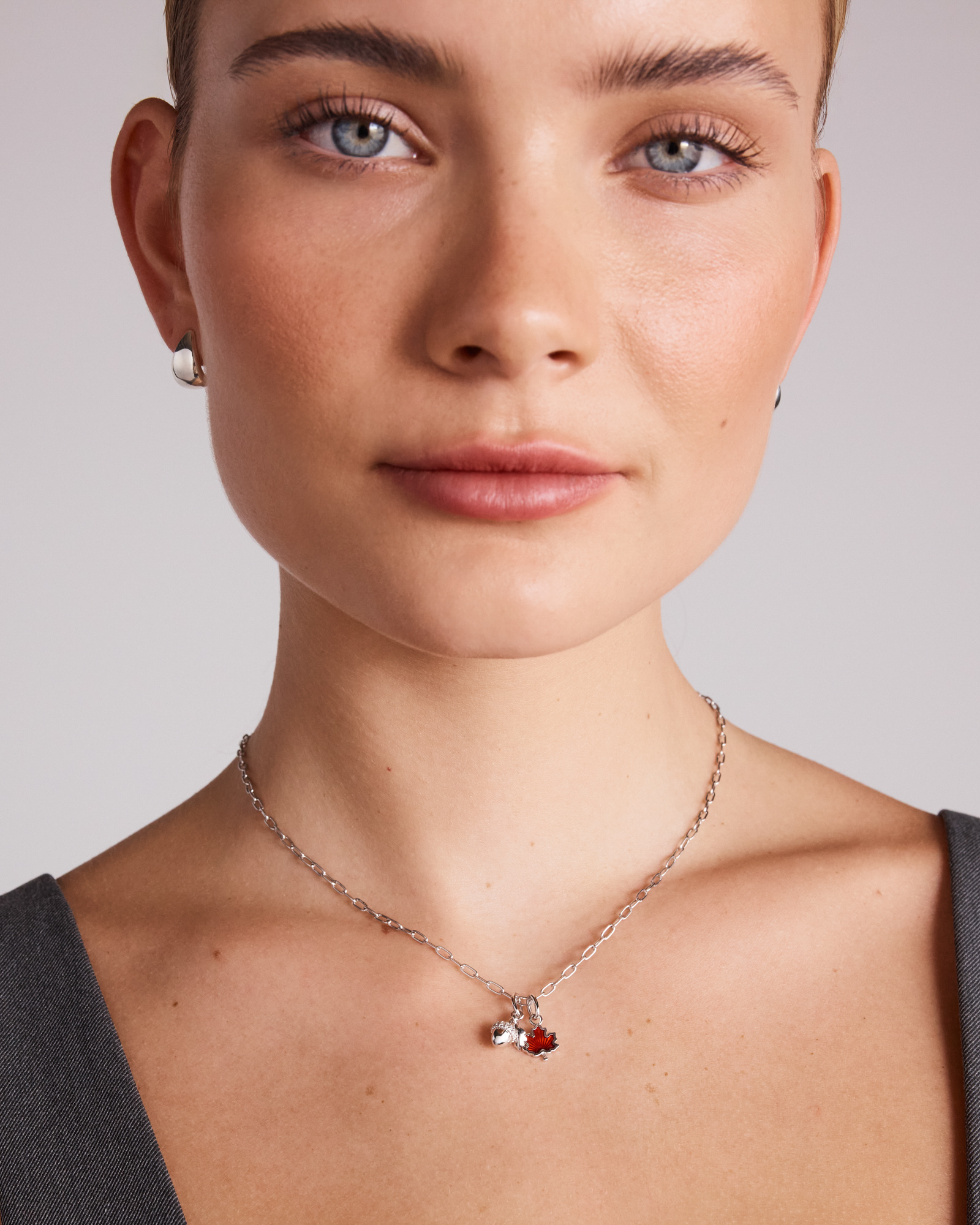 Canadian Acorn Diamond Pendant in Sterling Silver