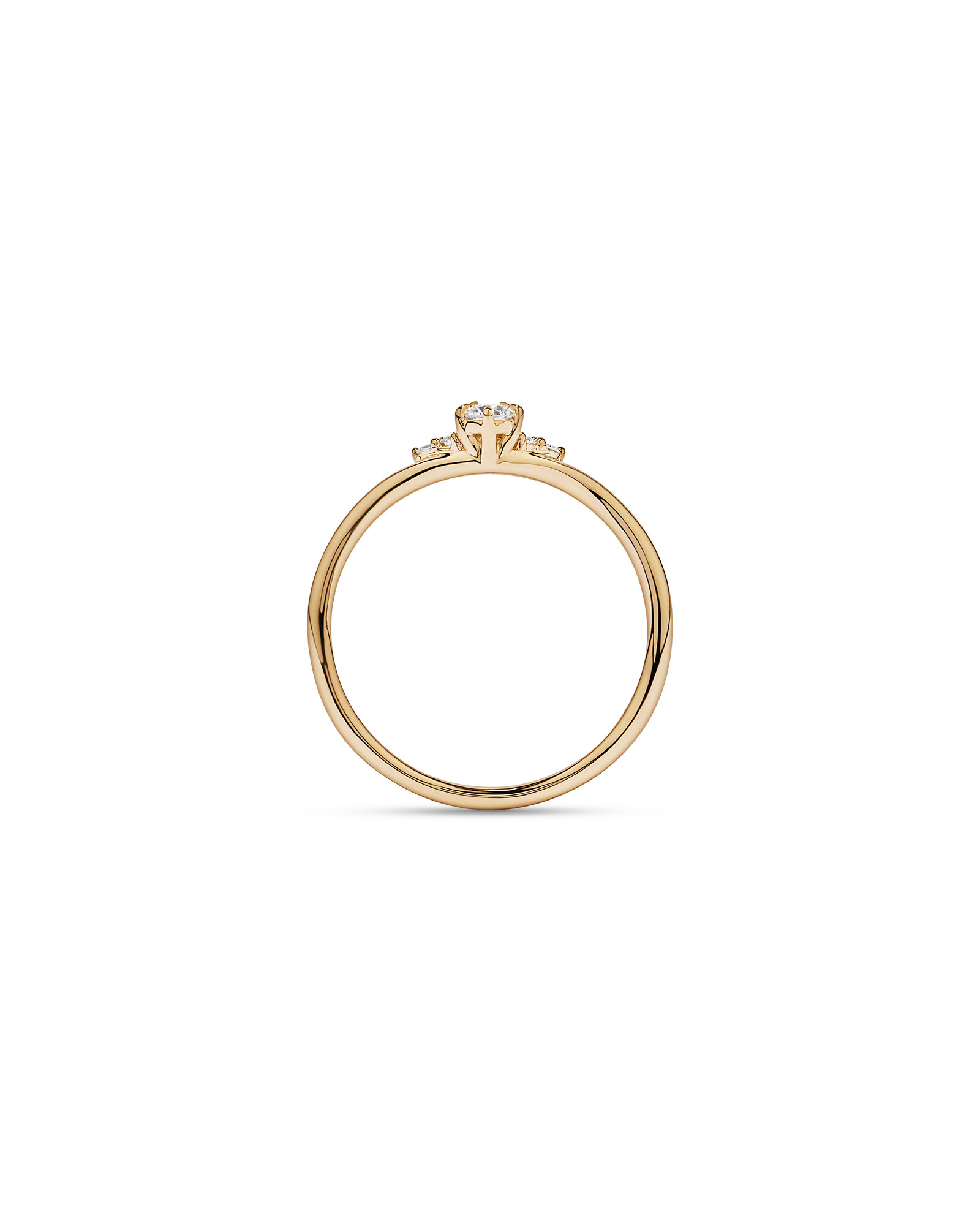 Bague de promesse Chevron en or jaune 10 carats avec diamant rond brillant laboratoire (poids total 0,15 carat)