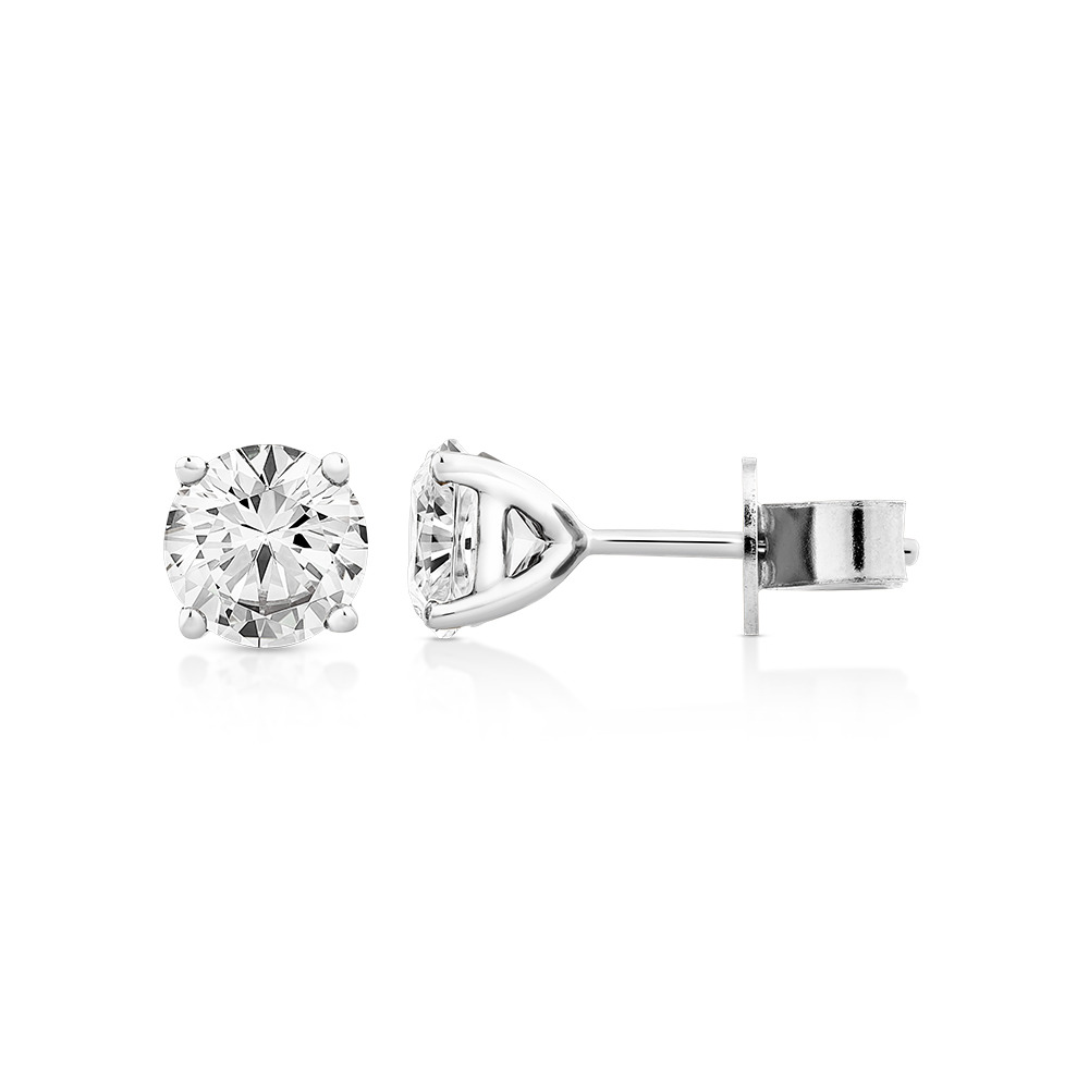 2,00 Carat TW Boucles d'oreilles puces solitaires en or blanc 18kt