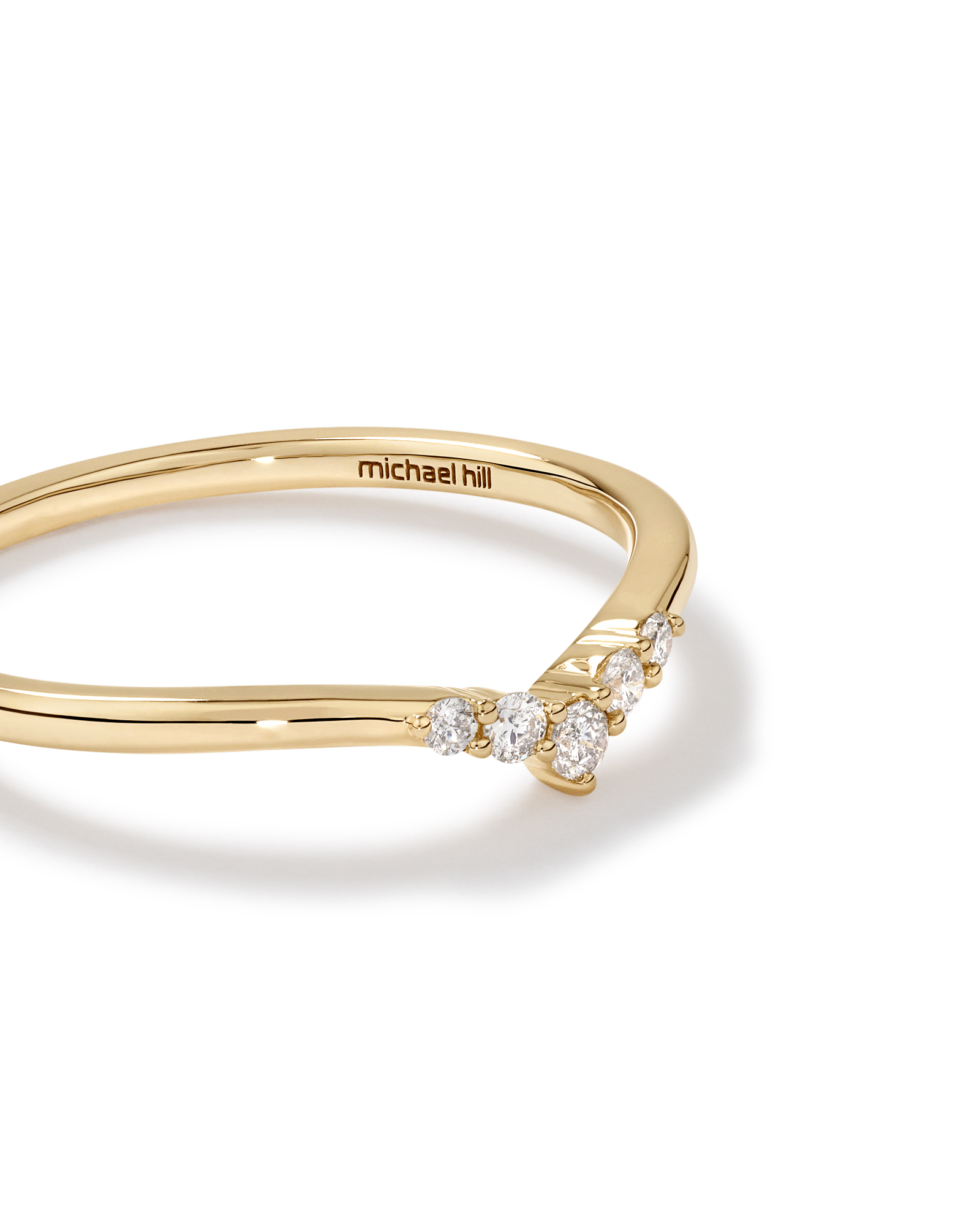 Bague de mariage Chevron en diamant en or jaune 14 carats