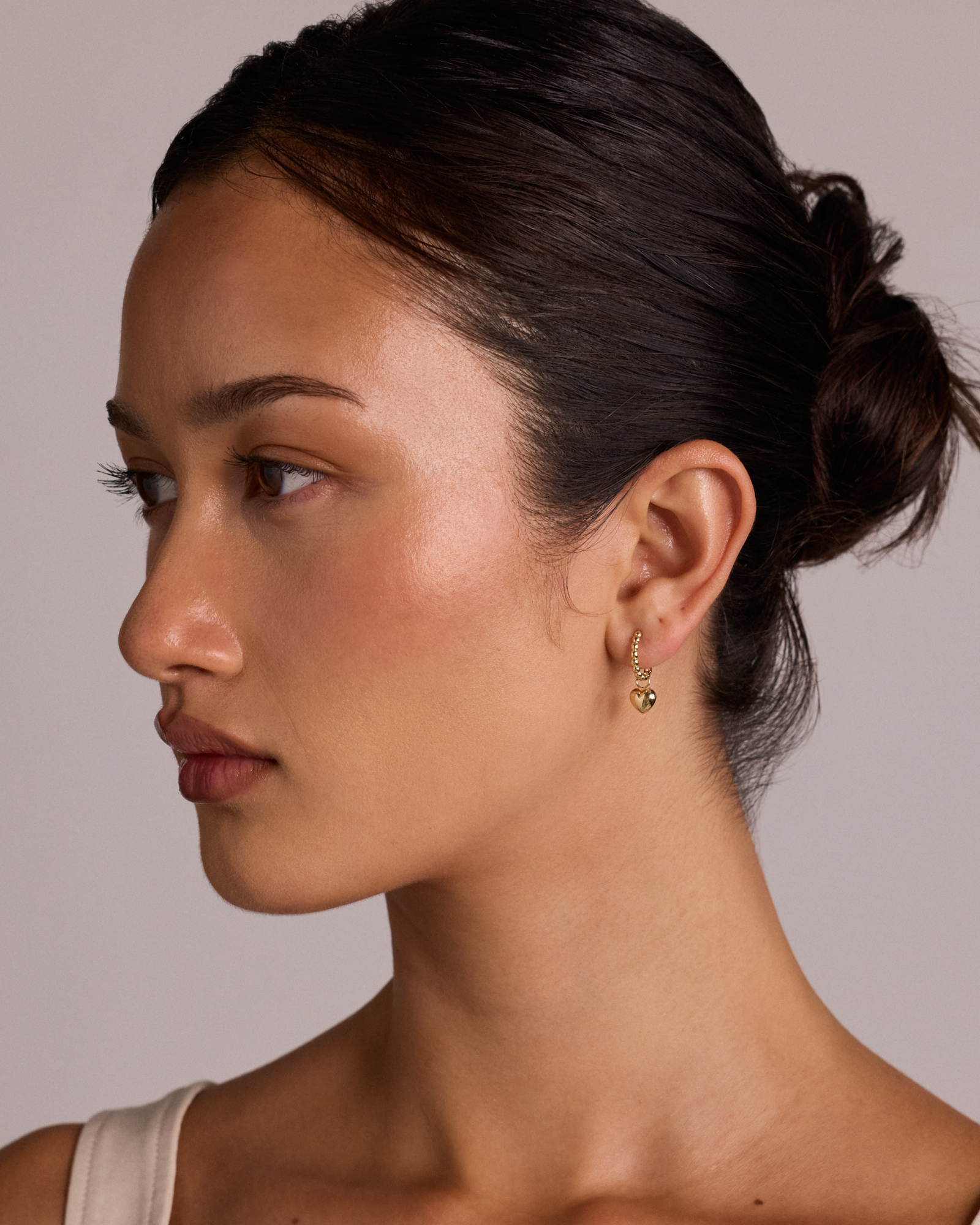 Puff Heart Single Earring Charm in 10kt Yellow Gold