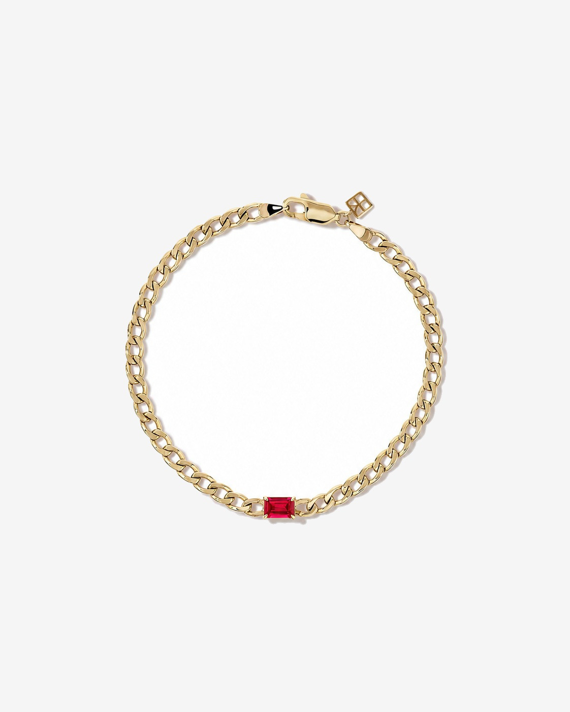 Bracelet gourmette Rubis créé en or jaune 10 ct