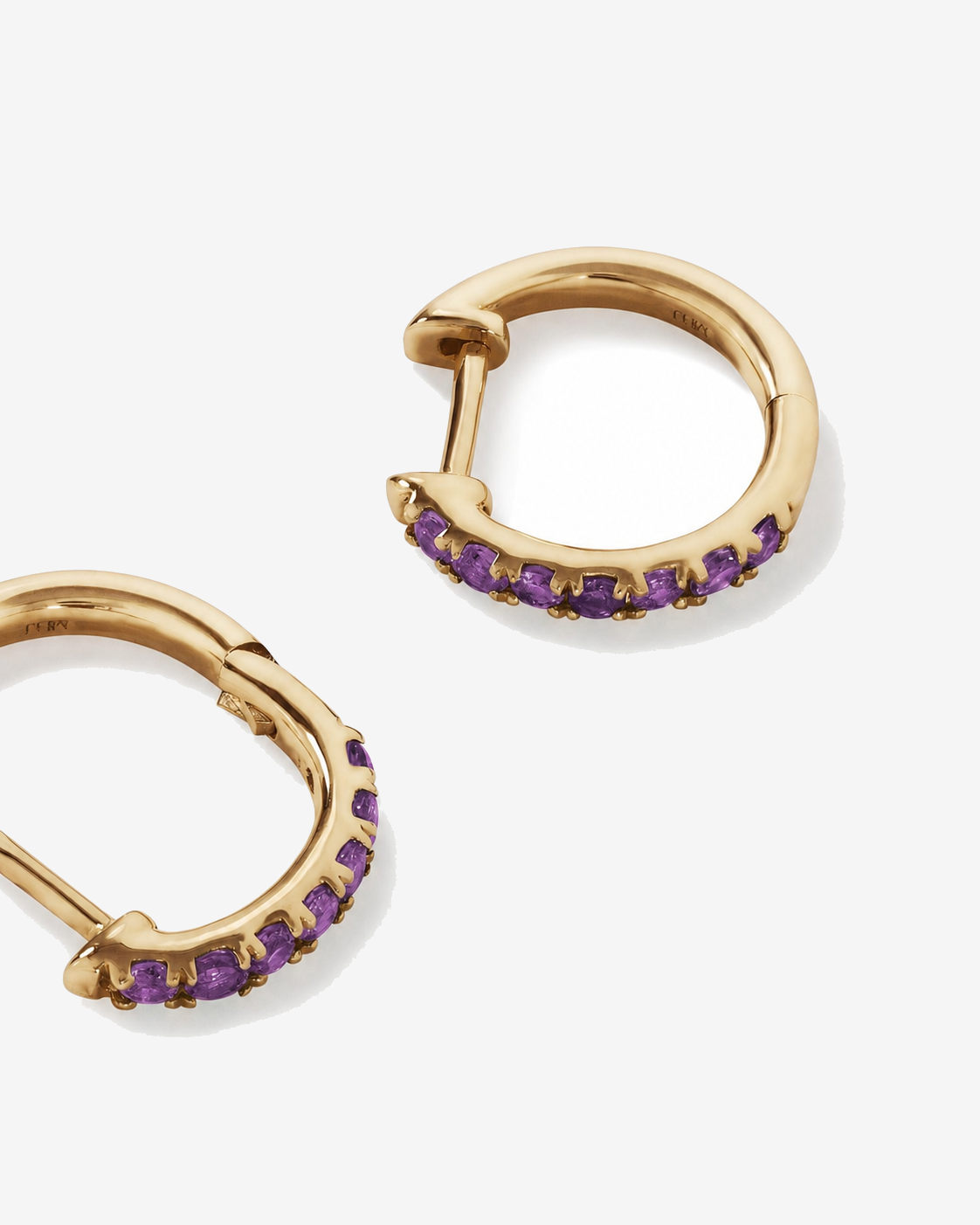 Boucles d'oreilles anneaux Améthyste en or jaune 10 ct