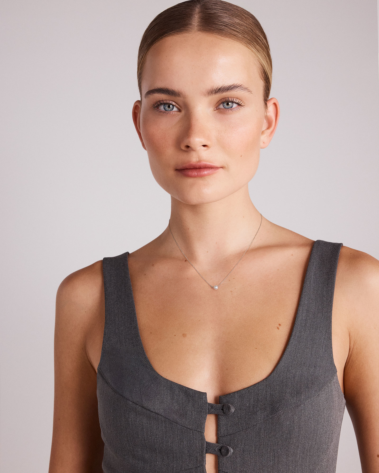 Collier En Argent Sterling Avec Perle D’Eau Douce De Culture 5 Mm Et Diamant