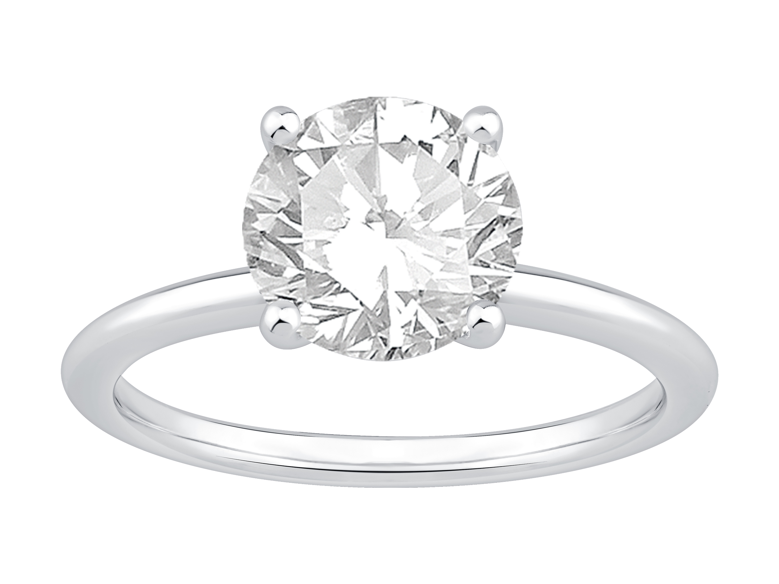 Bague De Fiançailles Solitaire En Diamant Laboratoire Rond Brillant 2 Carats Poids Total Or Blanc 14