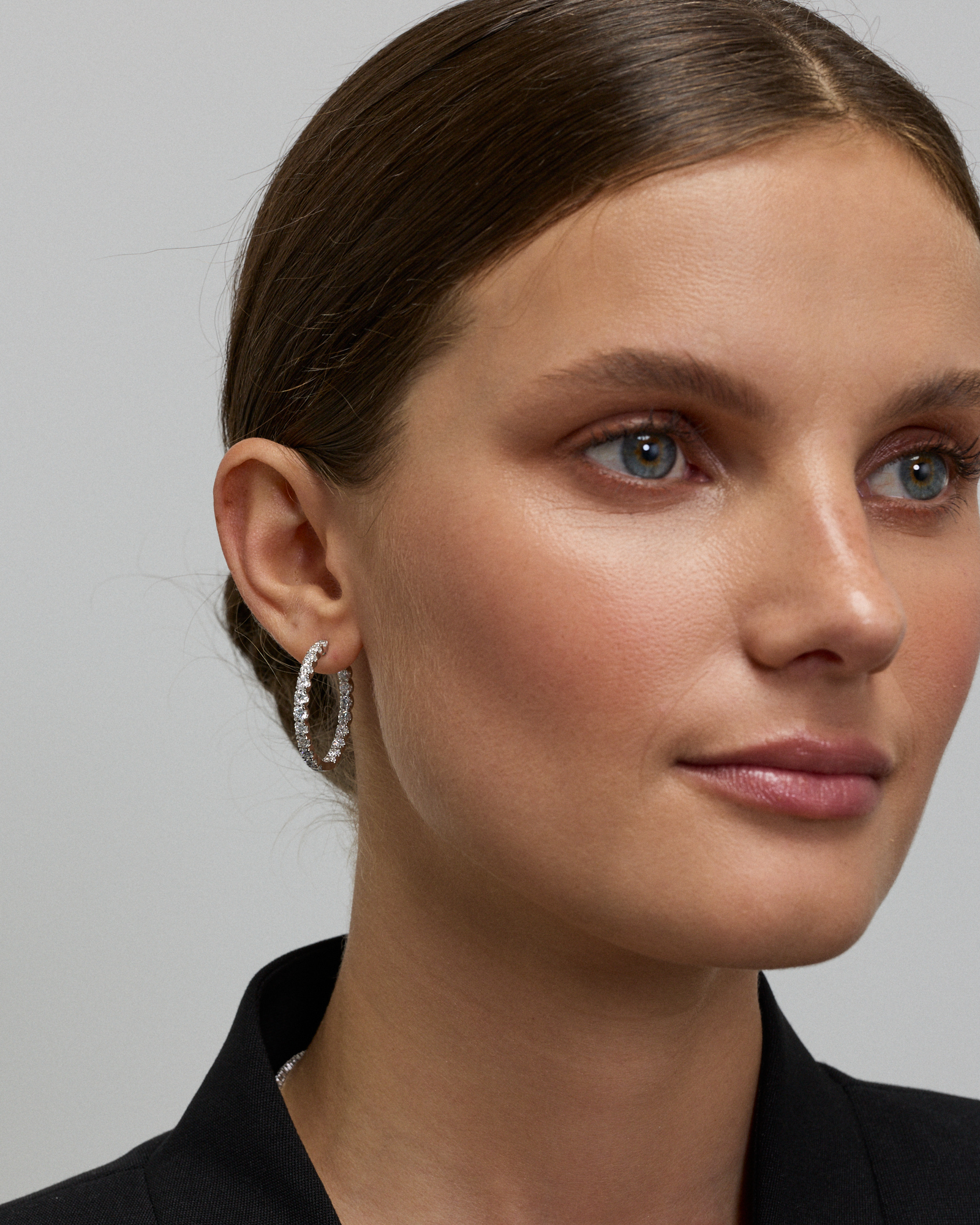 3.00TW Lab Diamond Inside Out Hoop Earrings in Silver - Large