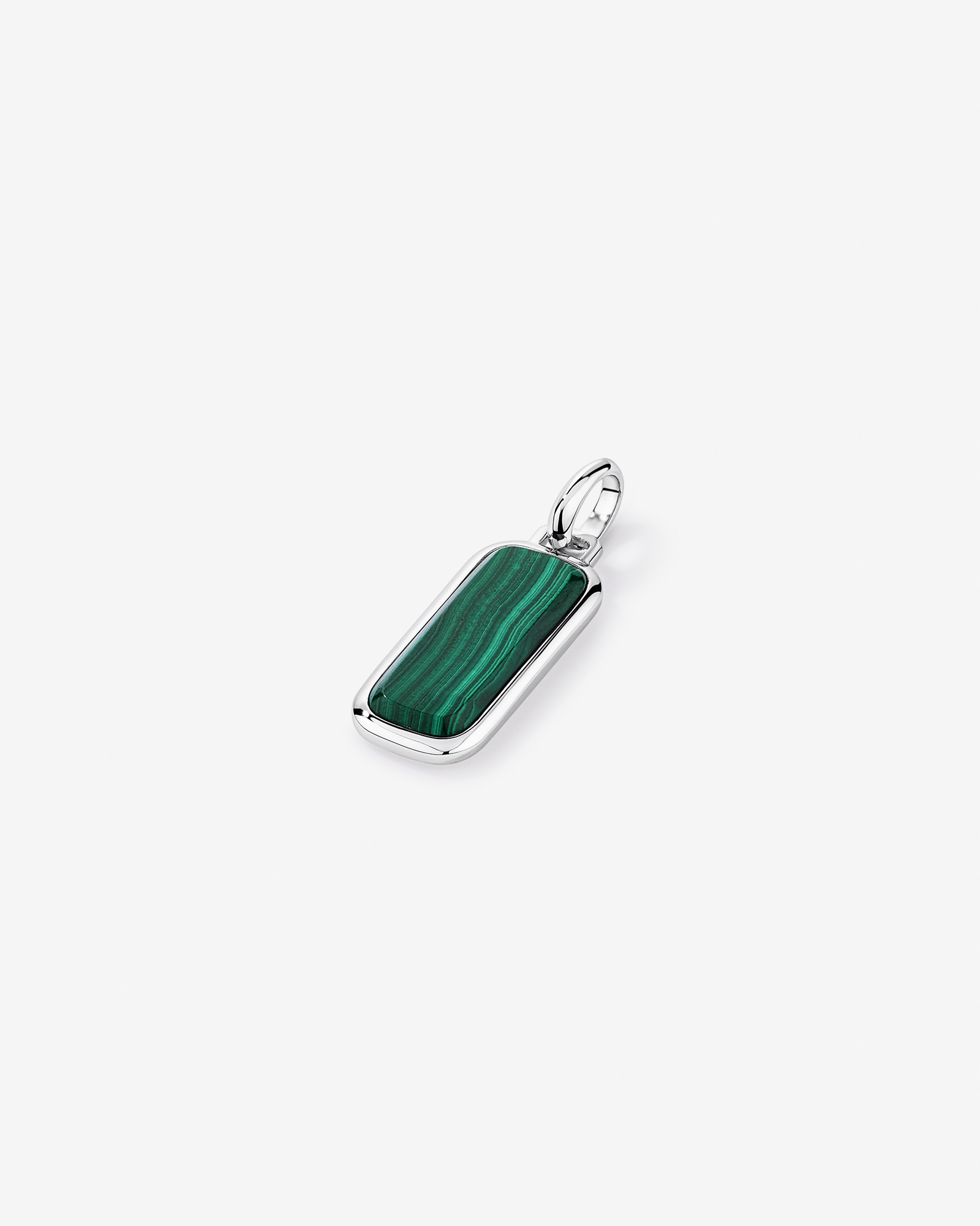 Malachite Oblong Pendant in Sterling Silver