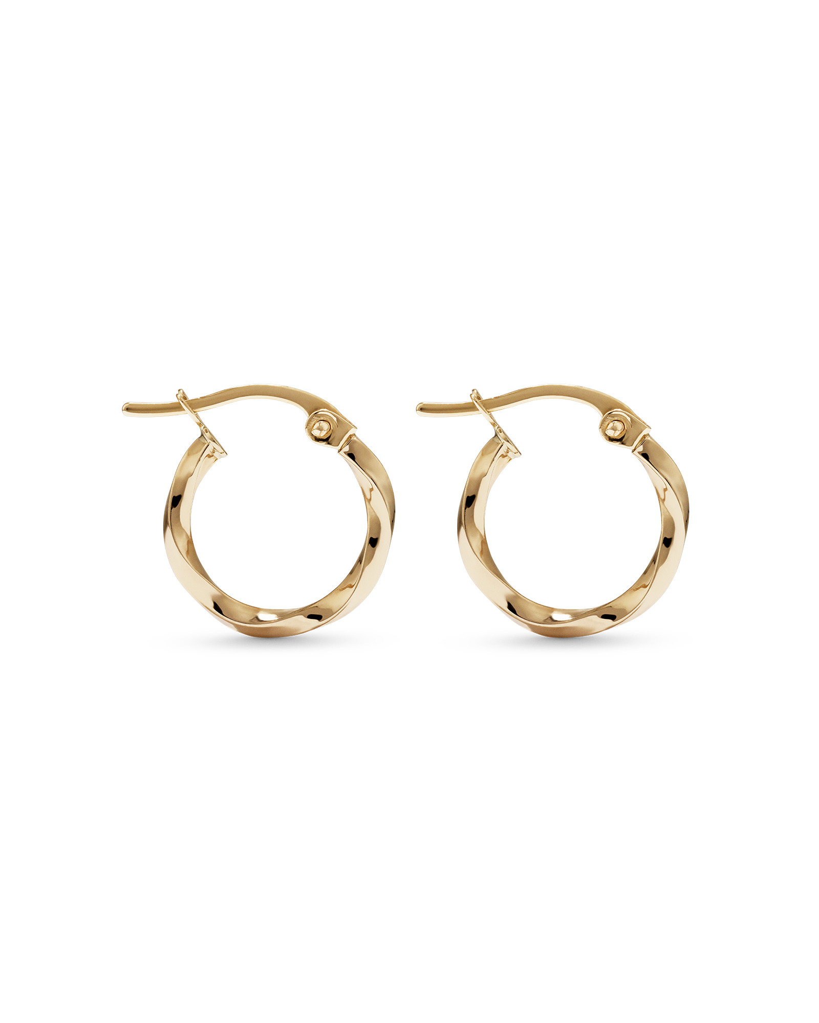 10mm Square Twist Hoop Earrings 10kt Yellow Gold